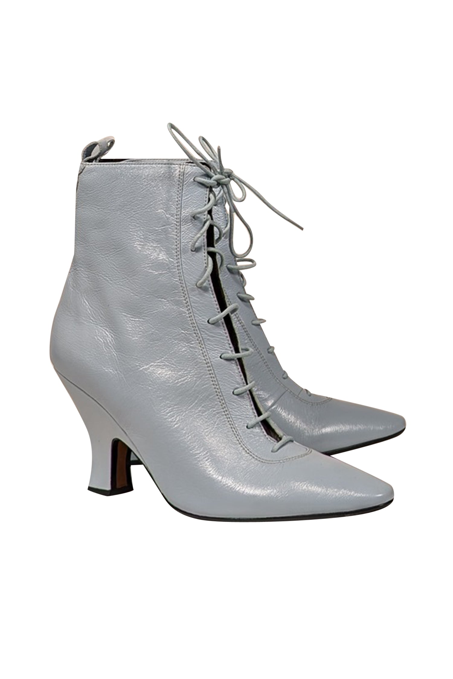 Marc Jacobs Baby Blue Victorian-Style Leather Short Boots - Size 10