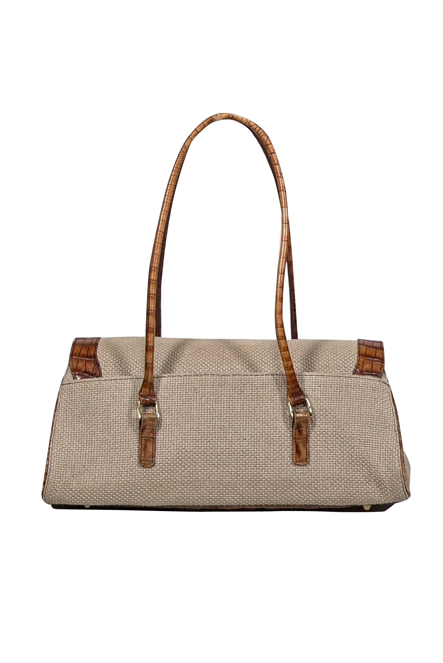 Brahmin - Stunning Beige Woven Bag with Croc Embossed Leather Trims