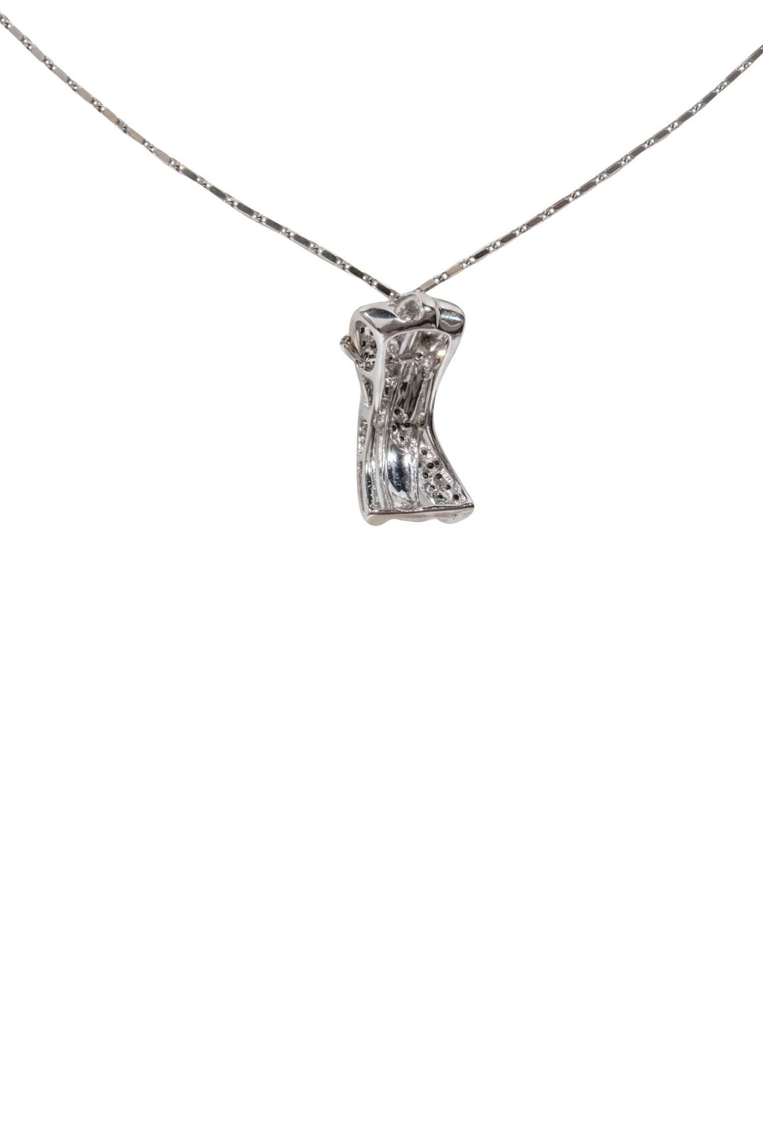 Exquisite 14K White Gold Pendant Necklace with White & Brown Diamonds