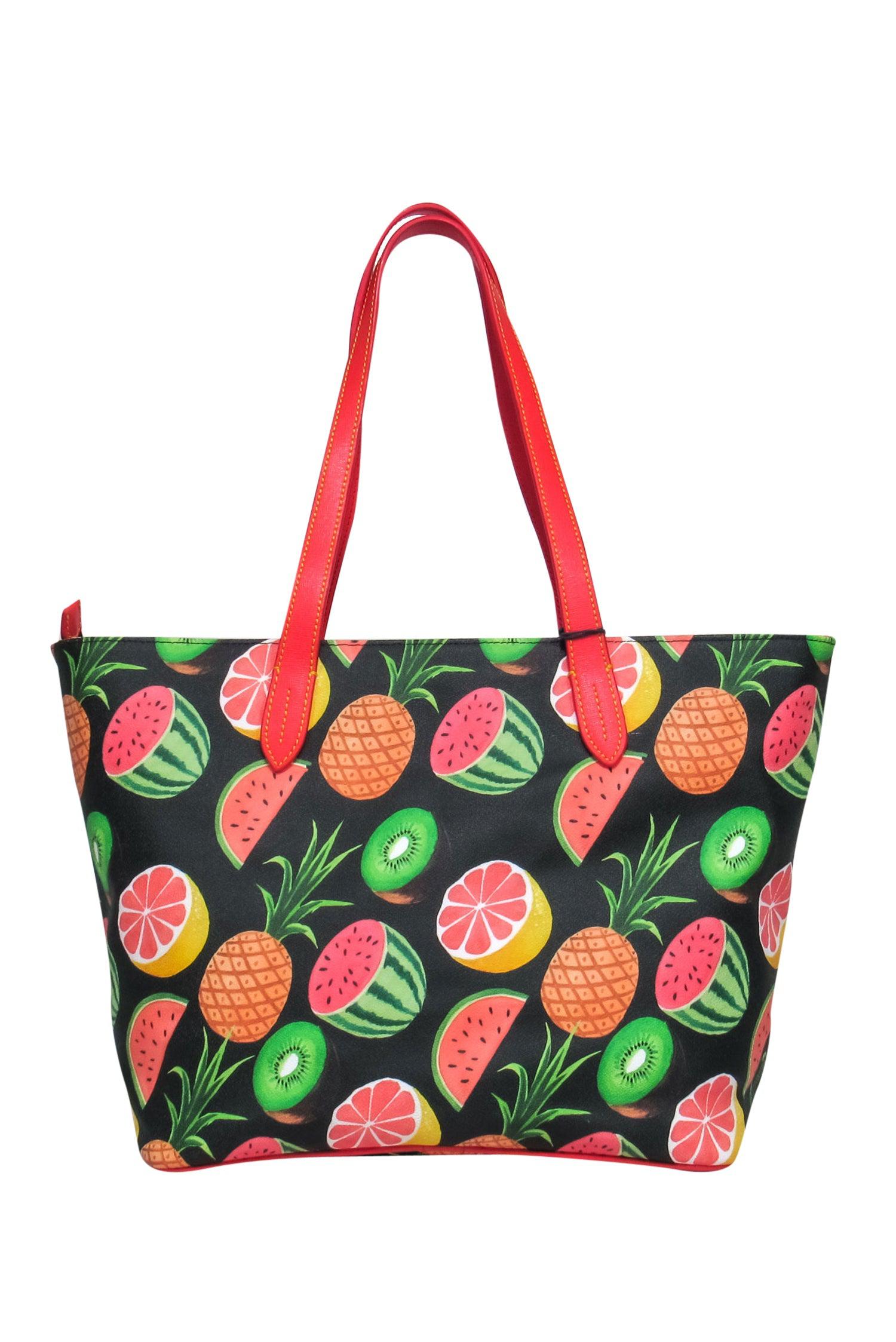 Dooney & Bourke - Tropical Fruit Printed Pebbled Leather Tote Bag