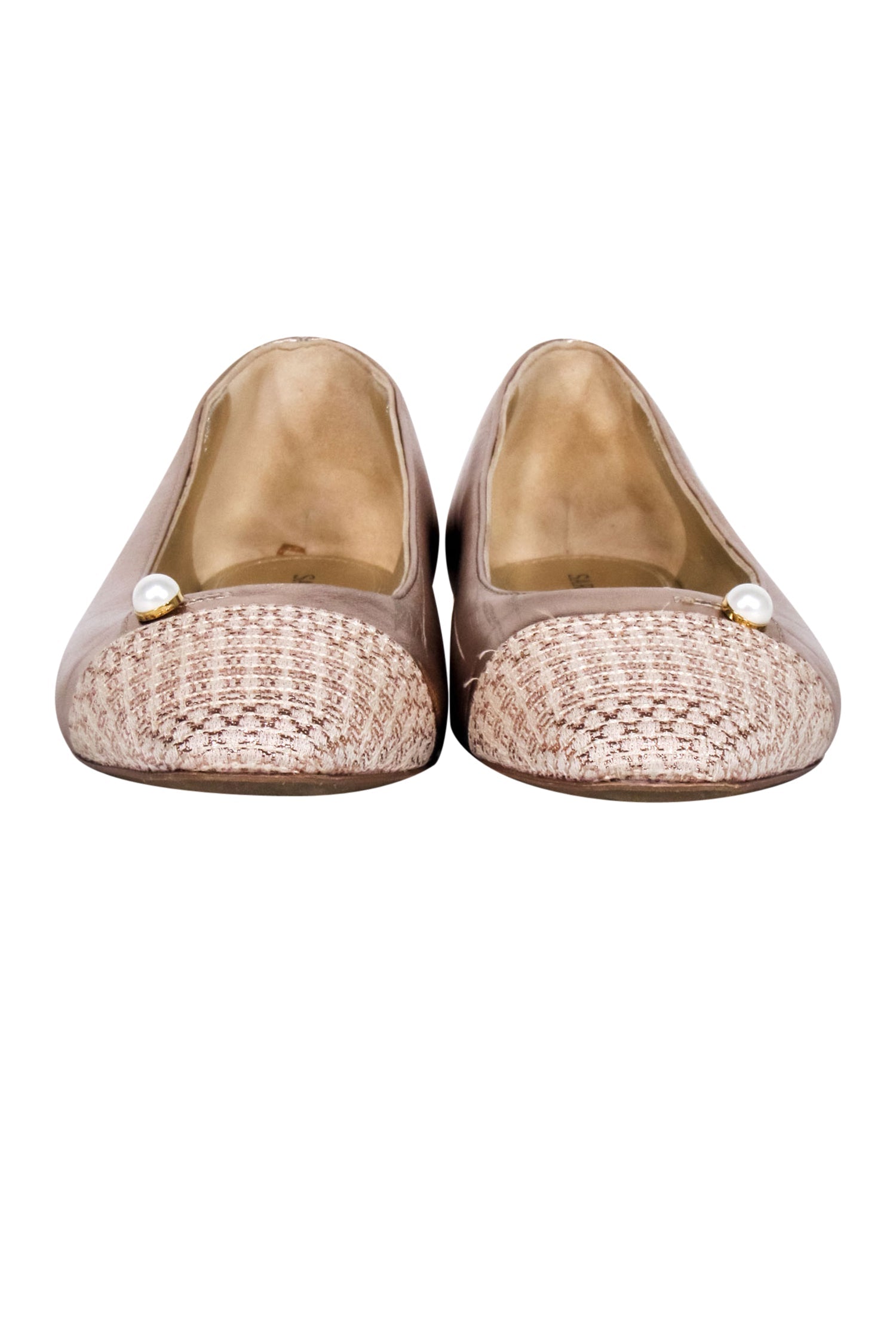 Sarah Flint Gold Metallic Tweed-Toed Flats - Size 5.5