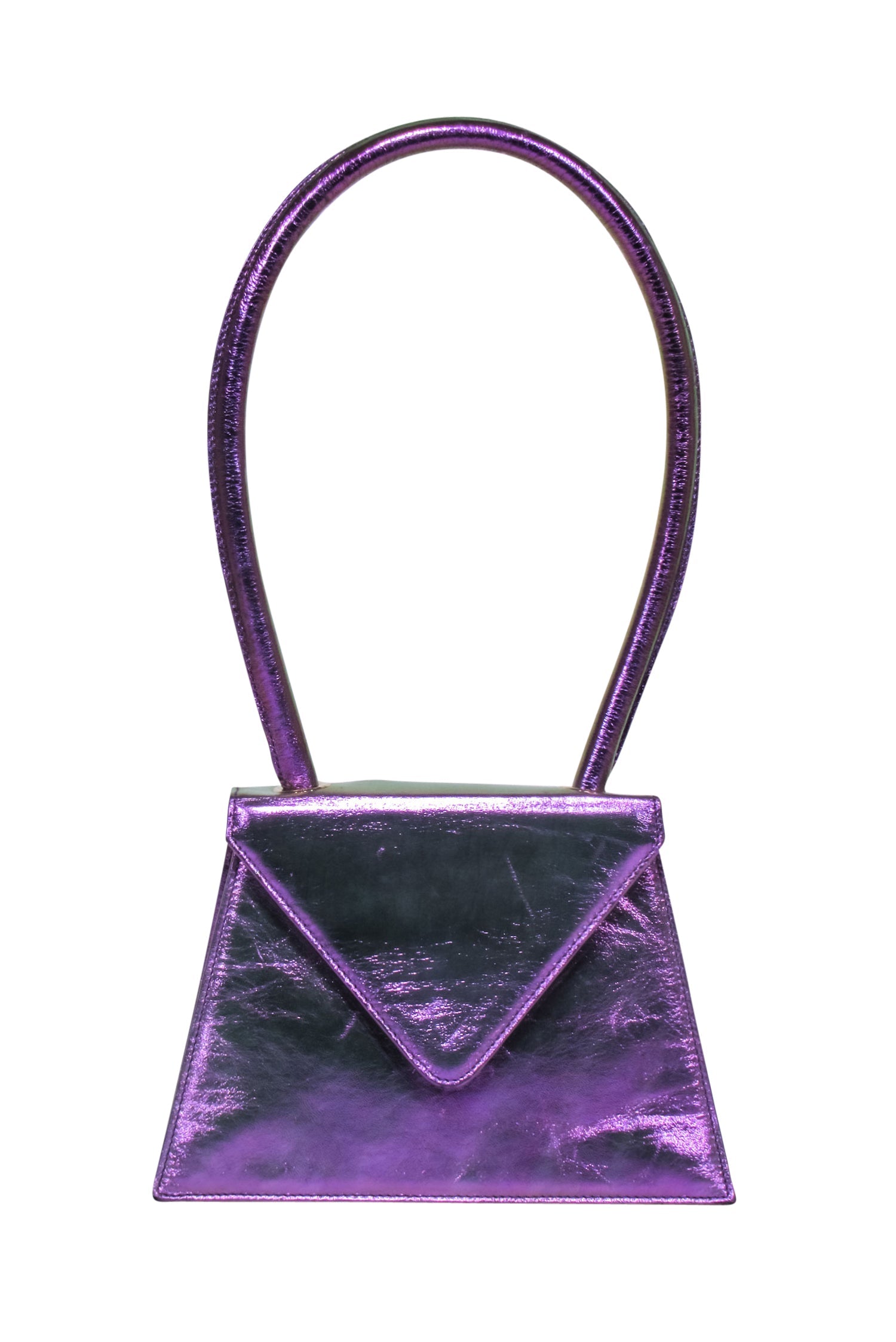 Amelie Pichard Purple Metallic Fold - Over Triangle Handbag: A Fashion Statement