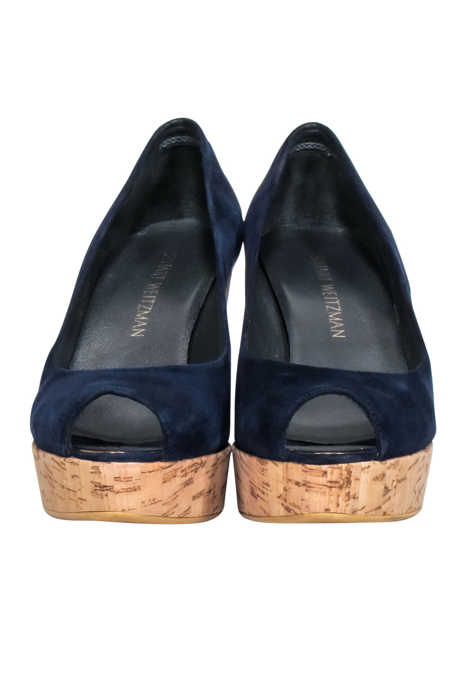 Stuart Weitzman Navy Peep - Toe Cork Wedges: Size 8 Trendsetters!