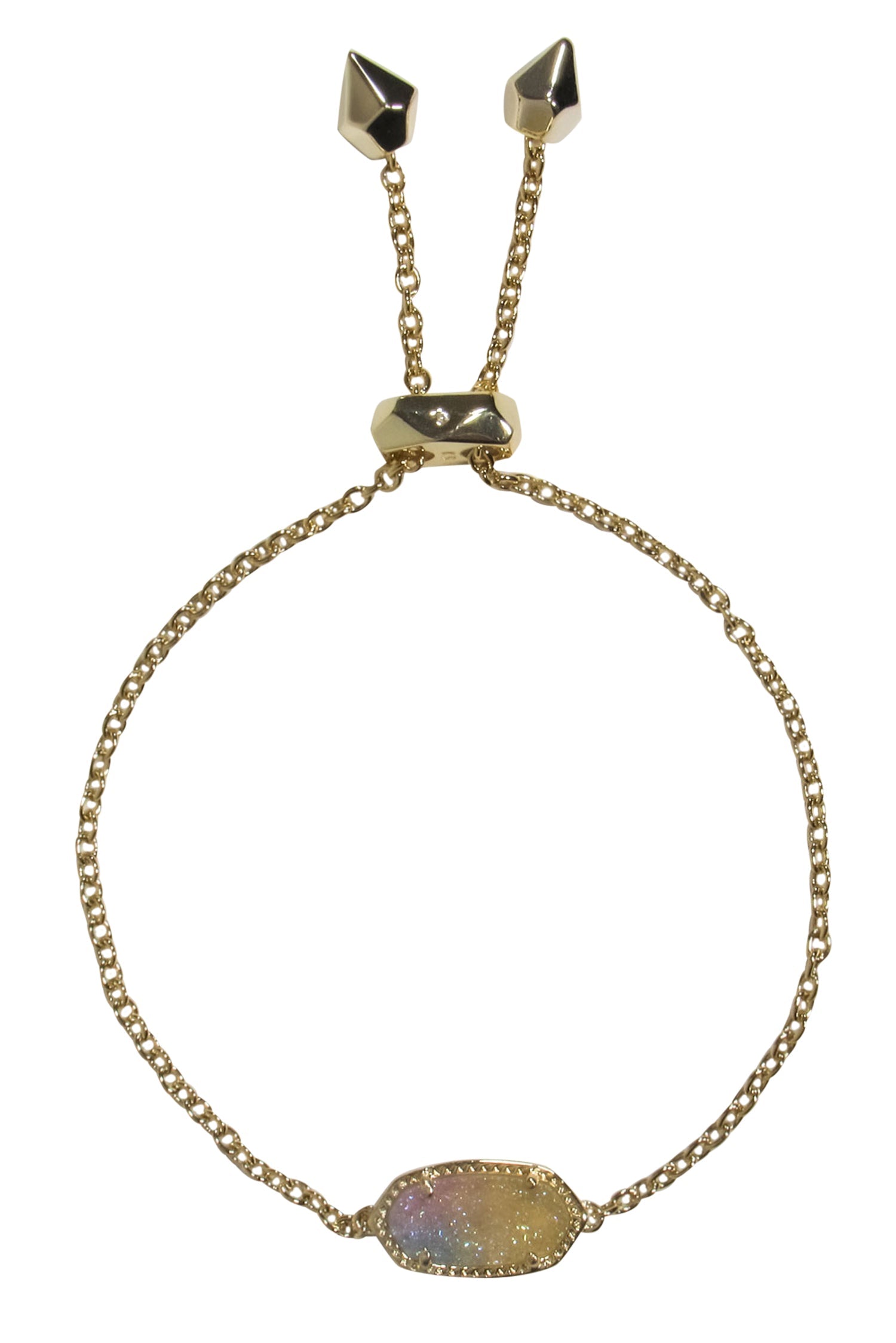 Kendra Scott - Stunning Gold Adjustable 'Elaina' Chain Bracelet with Sparkly Iridescent Stone