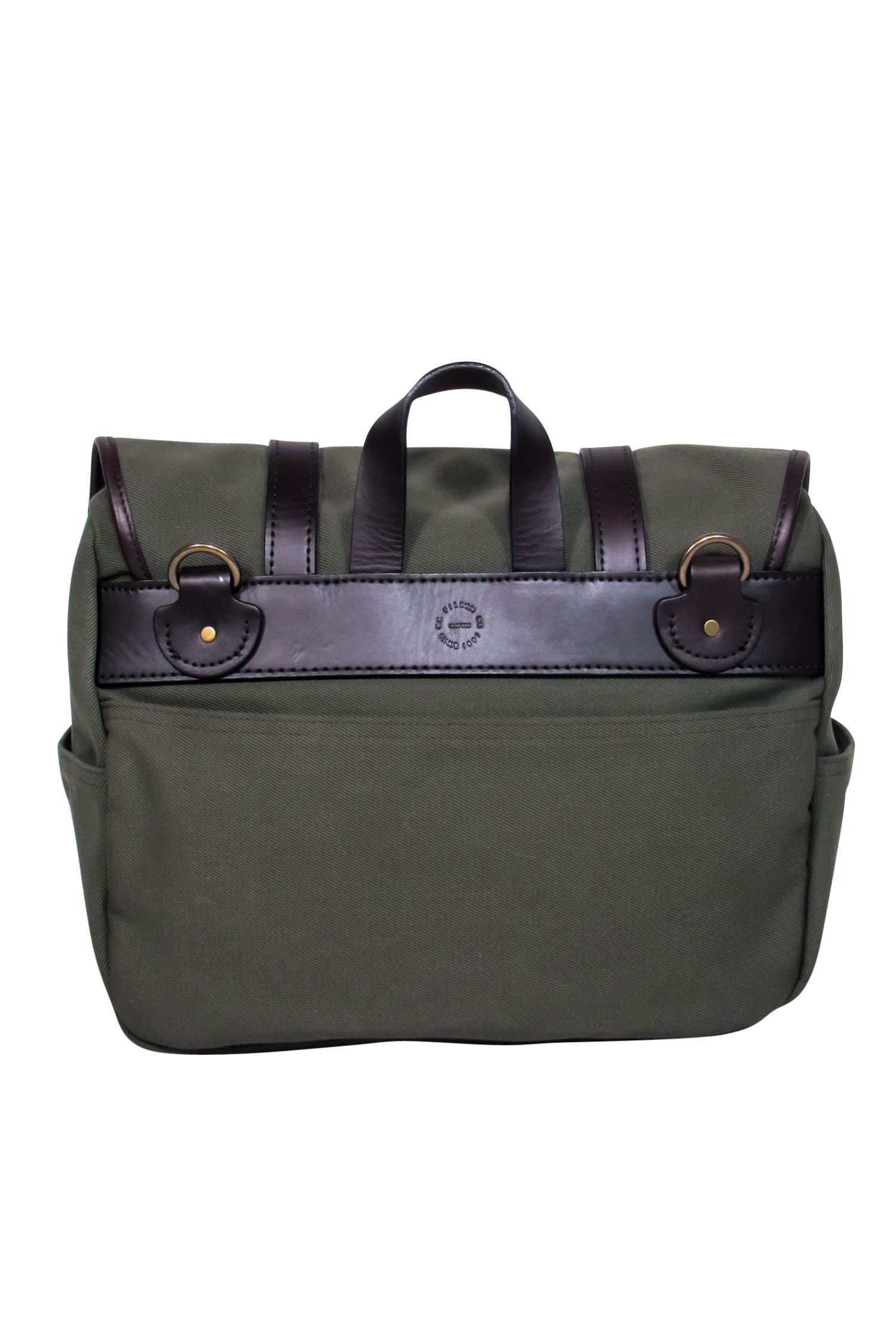 Filson Olive Green Canvas Messenger Bag with Luxurious Leather Trim