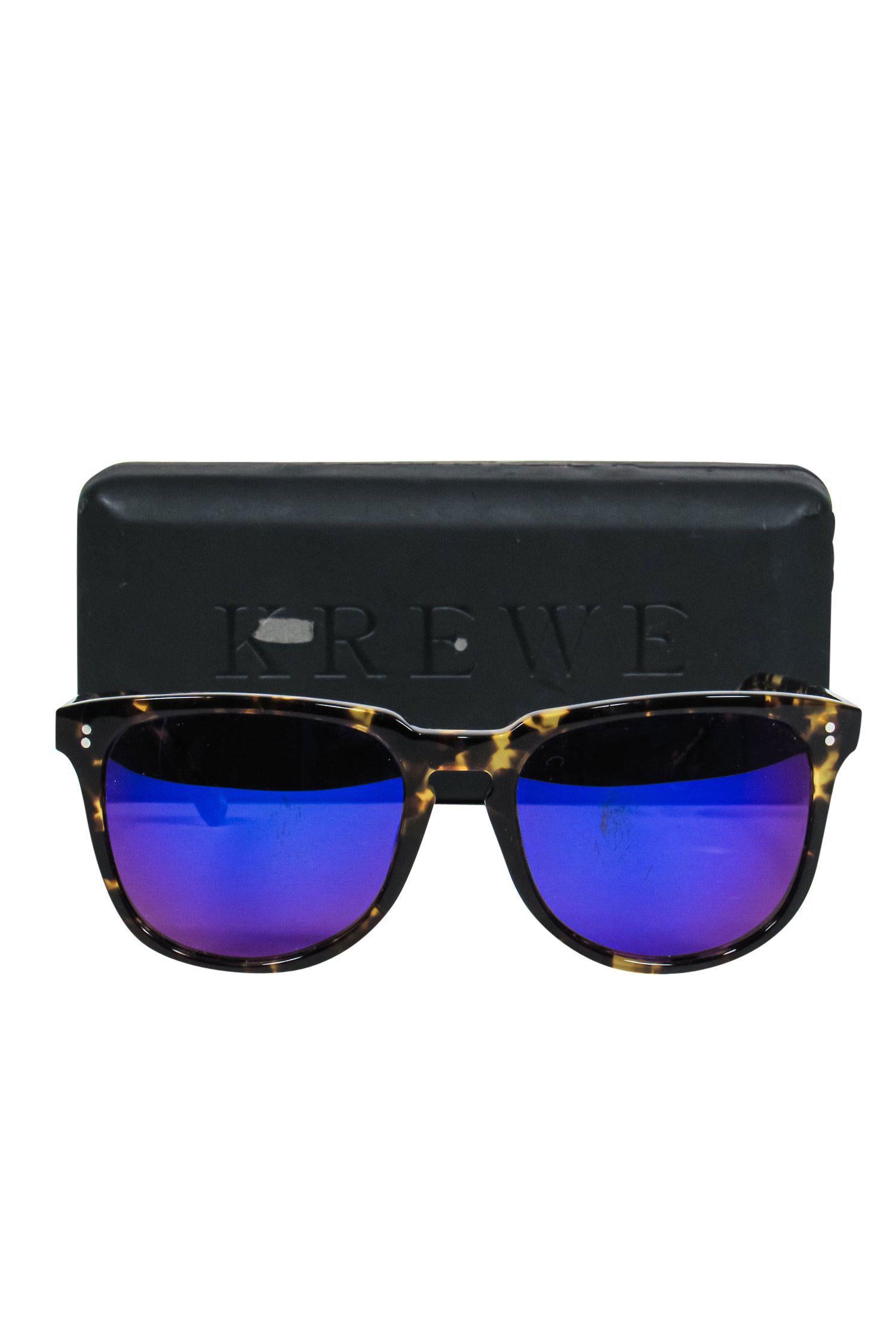 Krewe's Stunning Tortoise Shell Wayfarer Sunglasses with Holographic Lenses