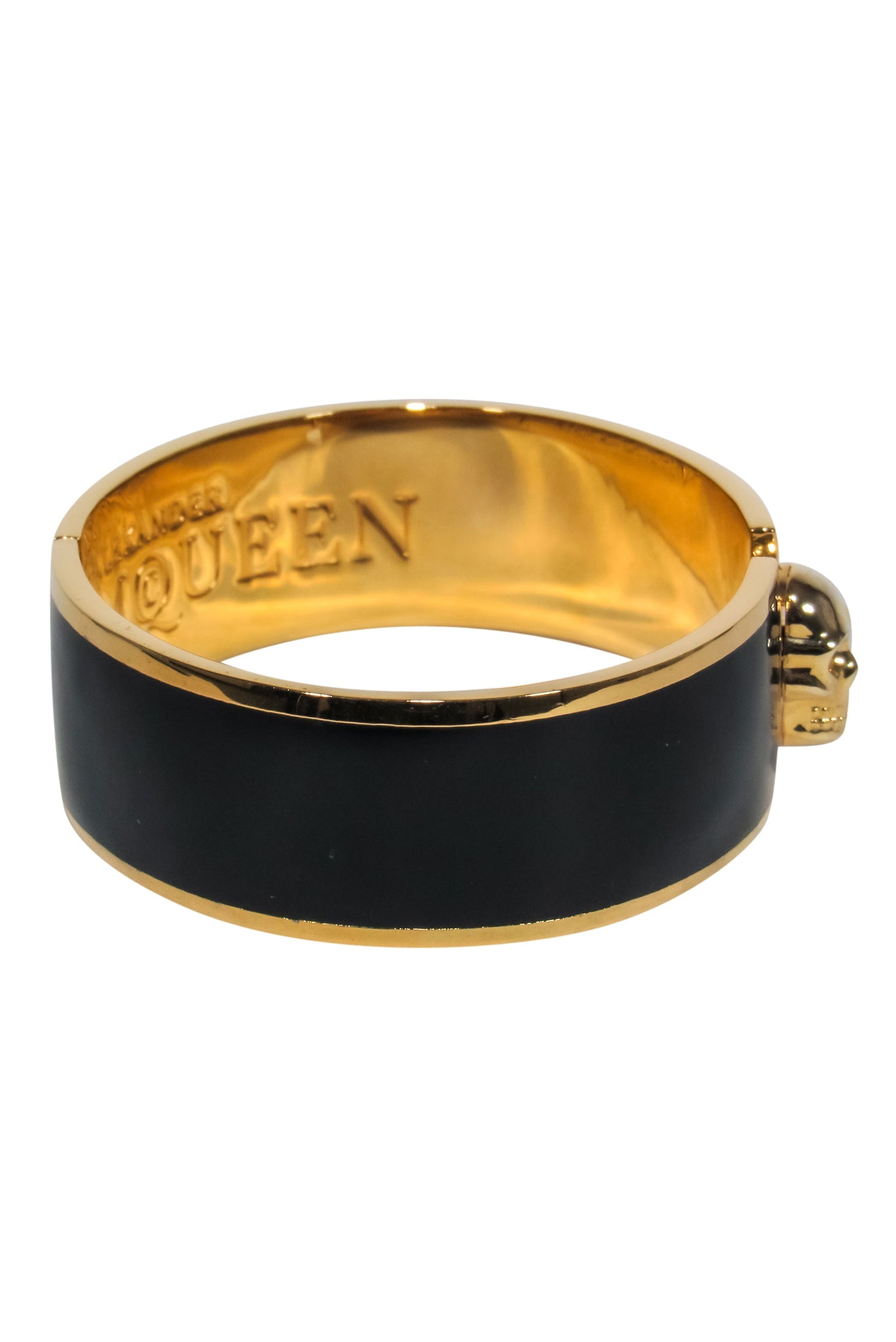 Alexander McQueen Black & Gold Skull Clasp Bracelet - A Must - Have Gothic Accessory