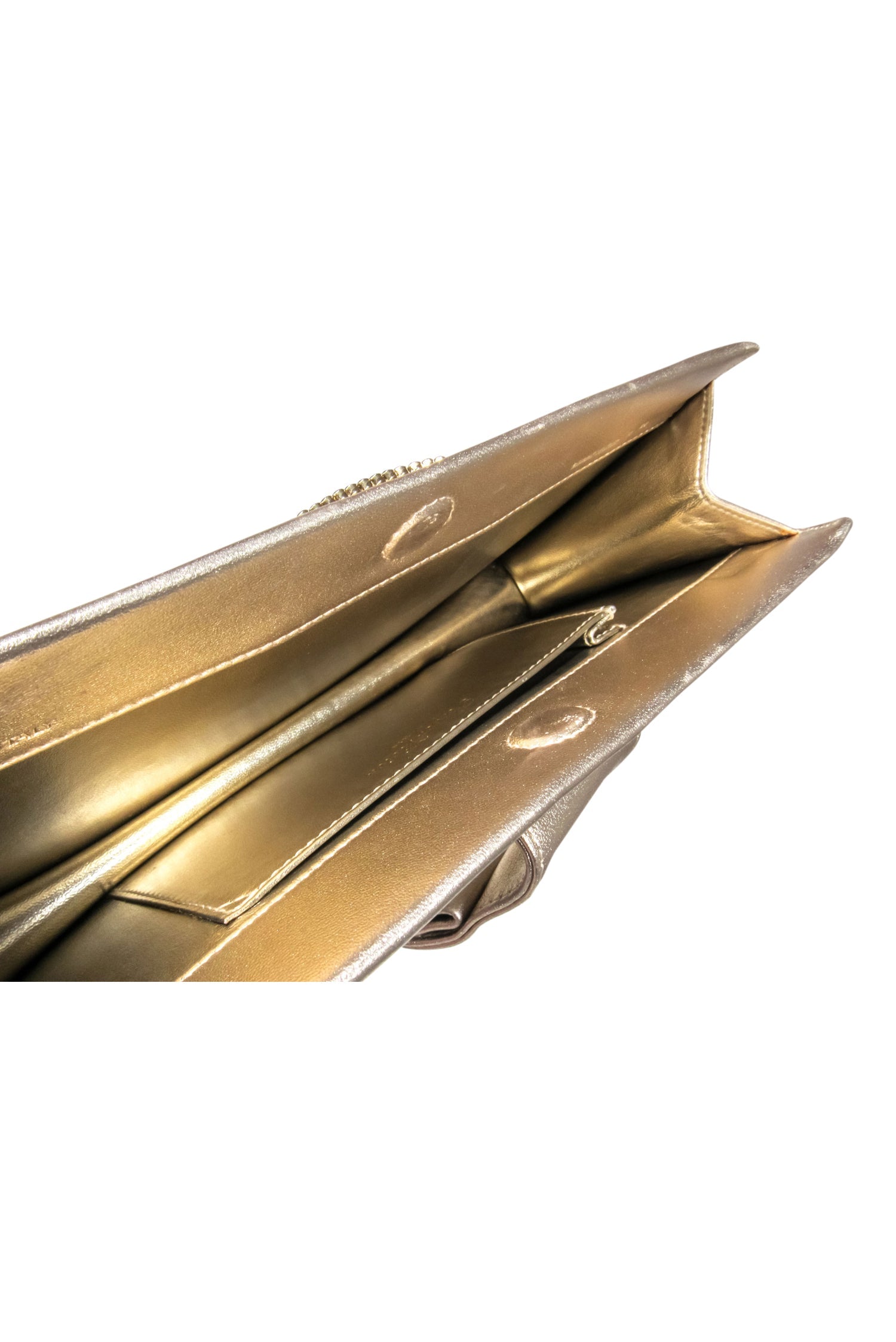 Roger Vivier Gold Metallic Jeweled Front Clutch