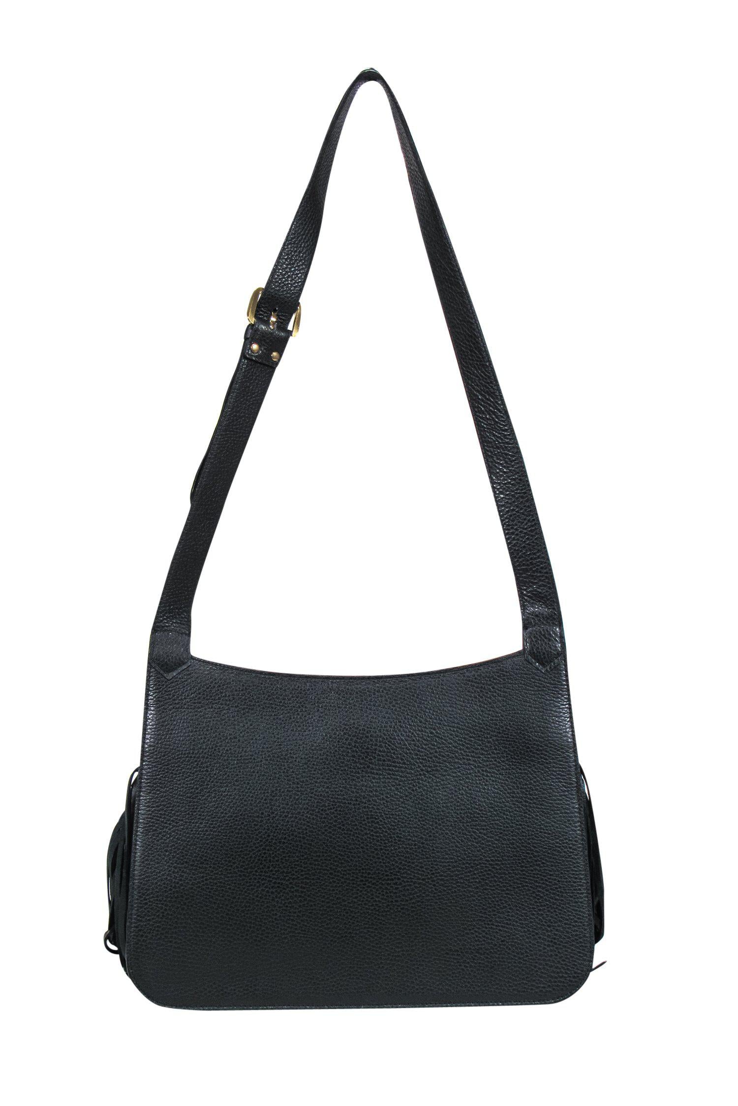 Thale Blanc's Enchanting Black Leather Fringe Shoulder Bag