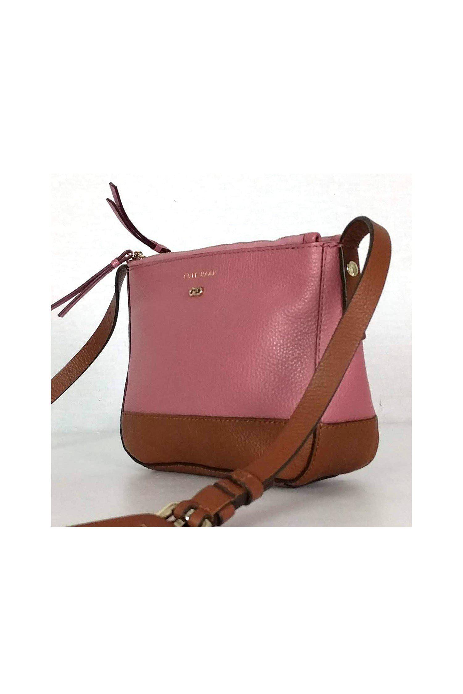 Cole Haan Pink & Brown Double Zip Crossbody - Your Ideal On - the - Go Companion