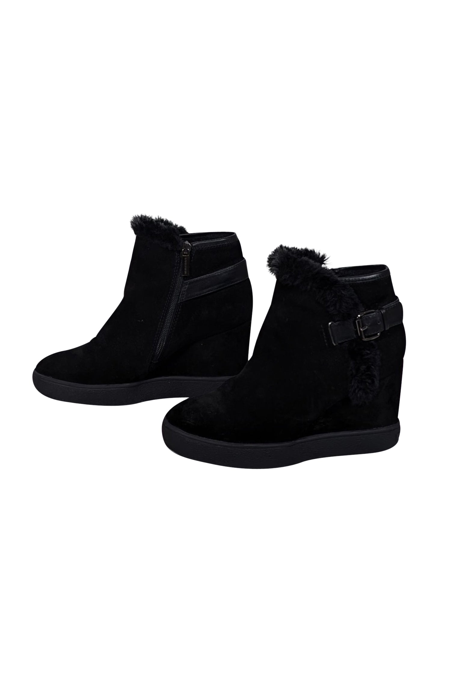 Aquatalia Black Suede Wedged Short Boots - Size 8: Your Winter Style Essential