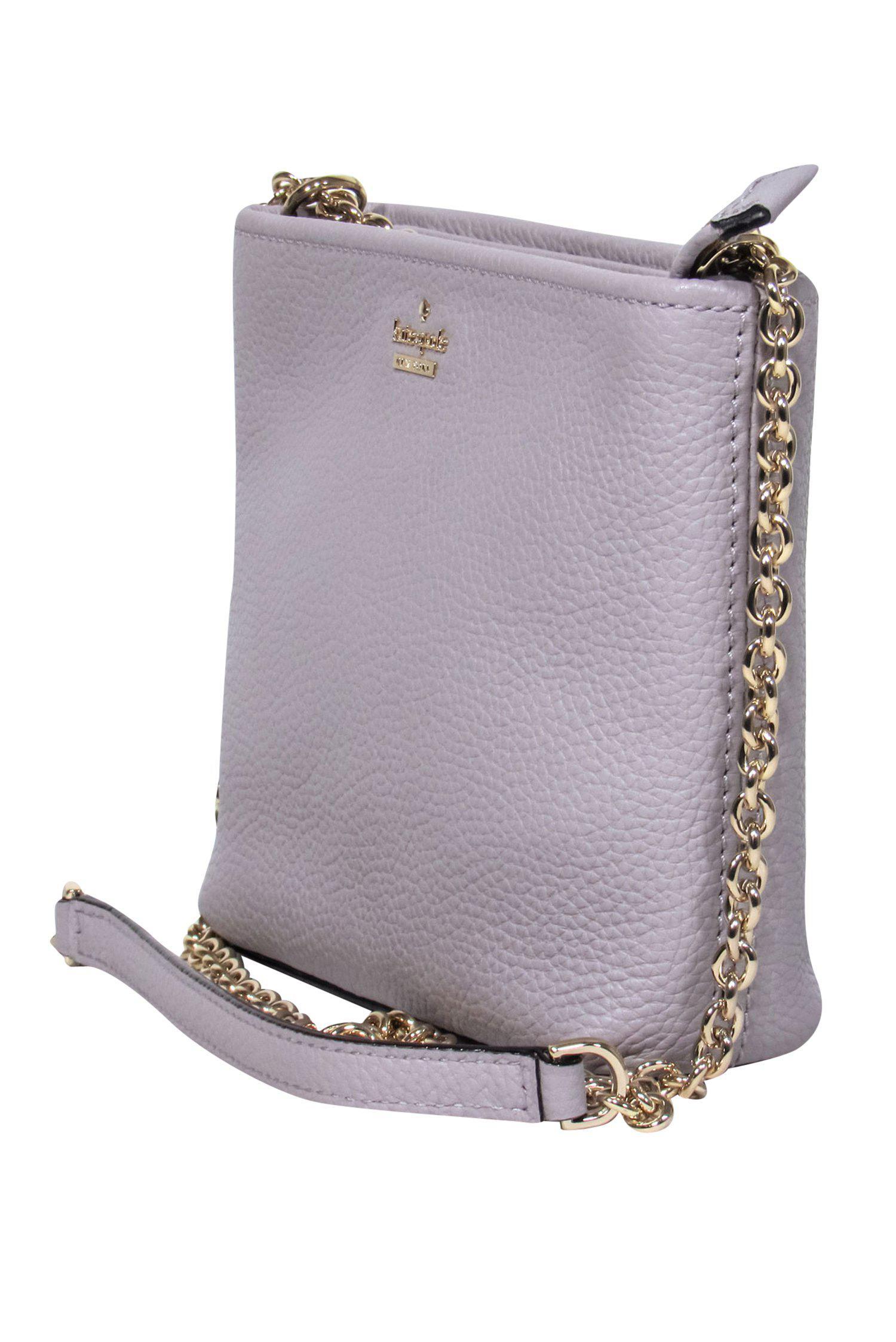 Kate Spade Light Grey Pebbled Leather Gold Chain Crossbody - A Chic Essential