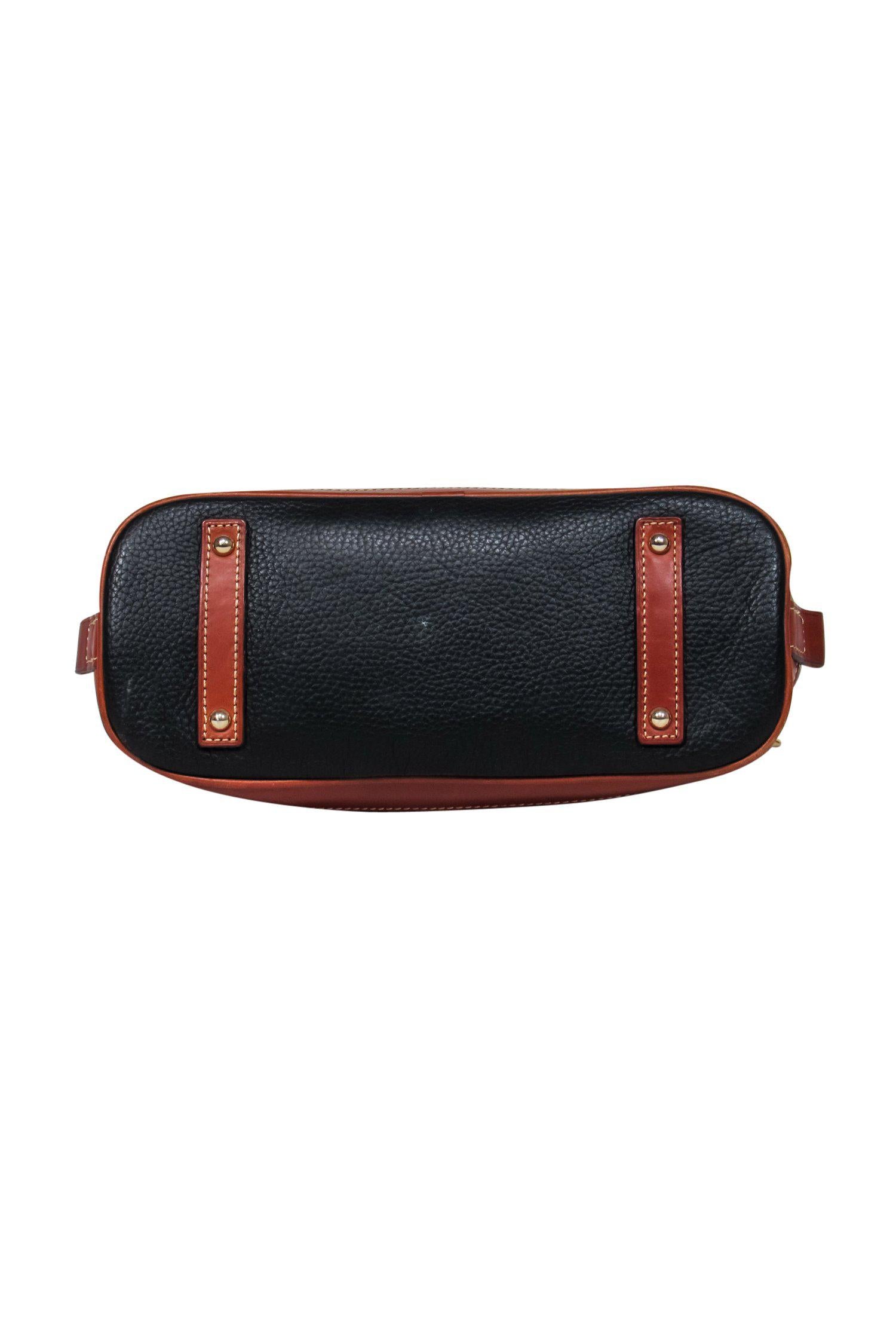 Dooney & Bourke's Stunning Black & Tan Bowler-Style Leather Handbag