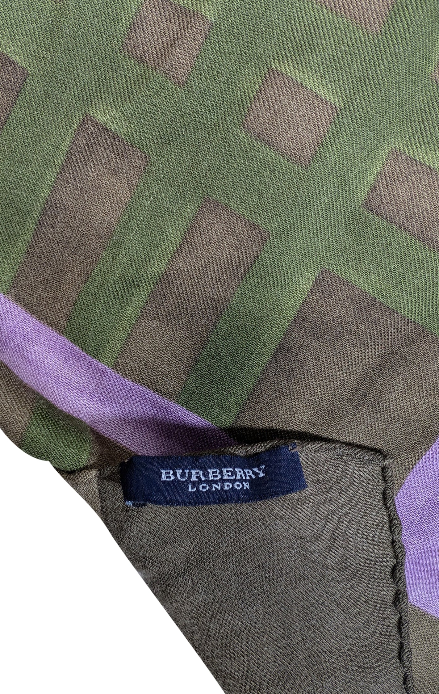 Burberry - Stunning Olive, Green & Lavender Cashmere Blend Scarf