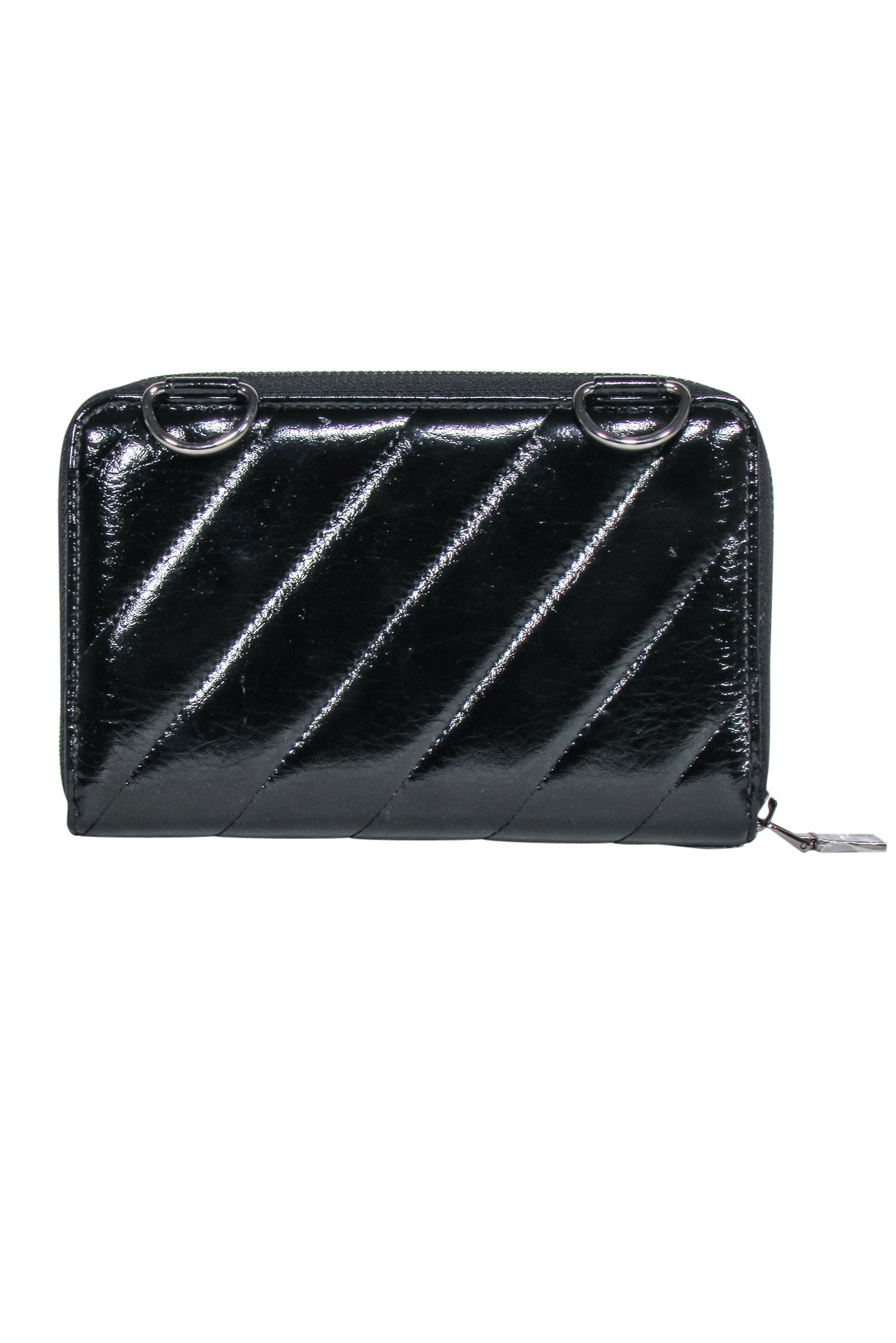 Royln - Sleek Black Patent Leather Crossbody Wallet with Removable Strap