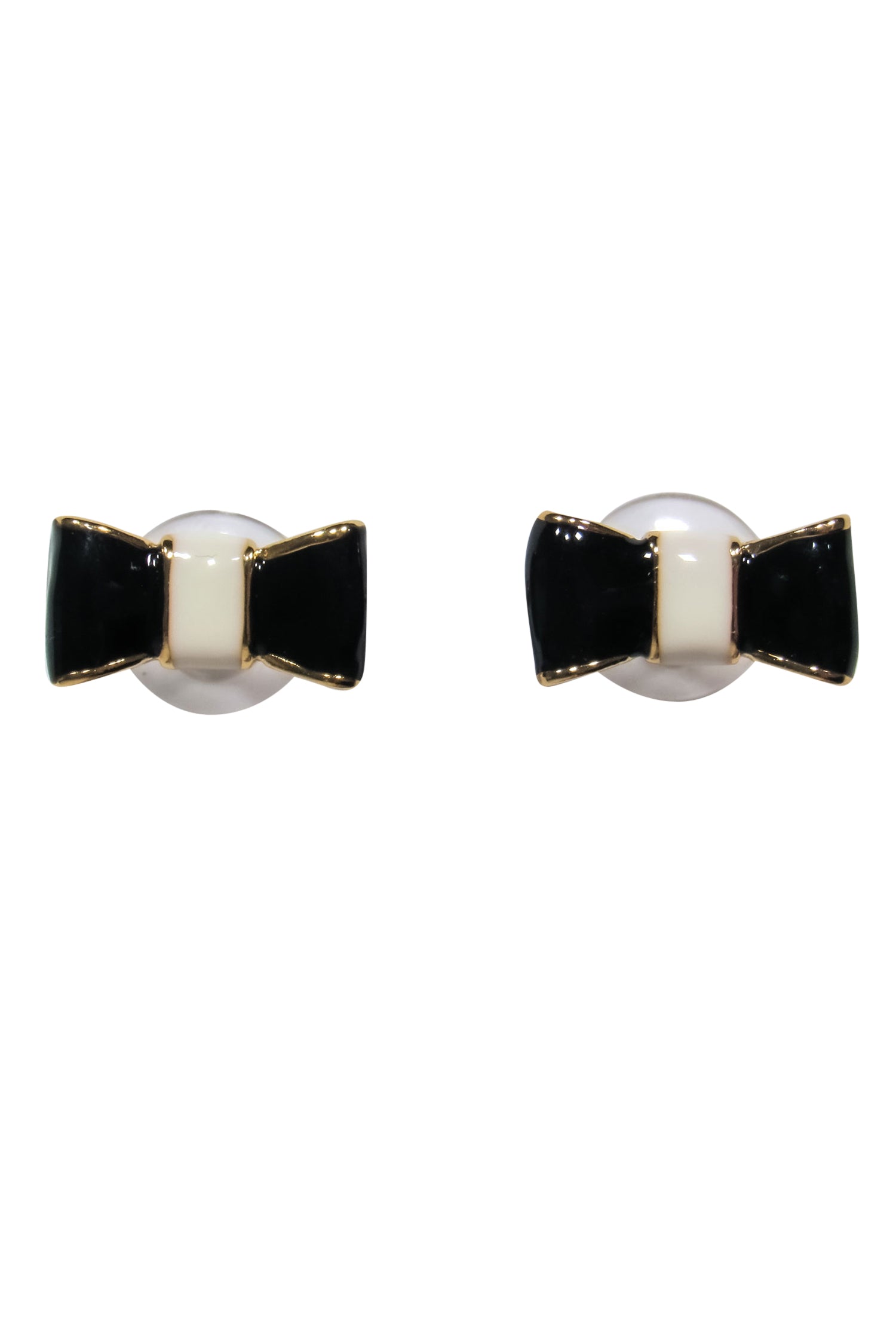 Kate Spade Gold, Black & White Bow Stud Earrings: A Glamorous Statement