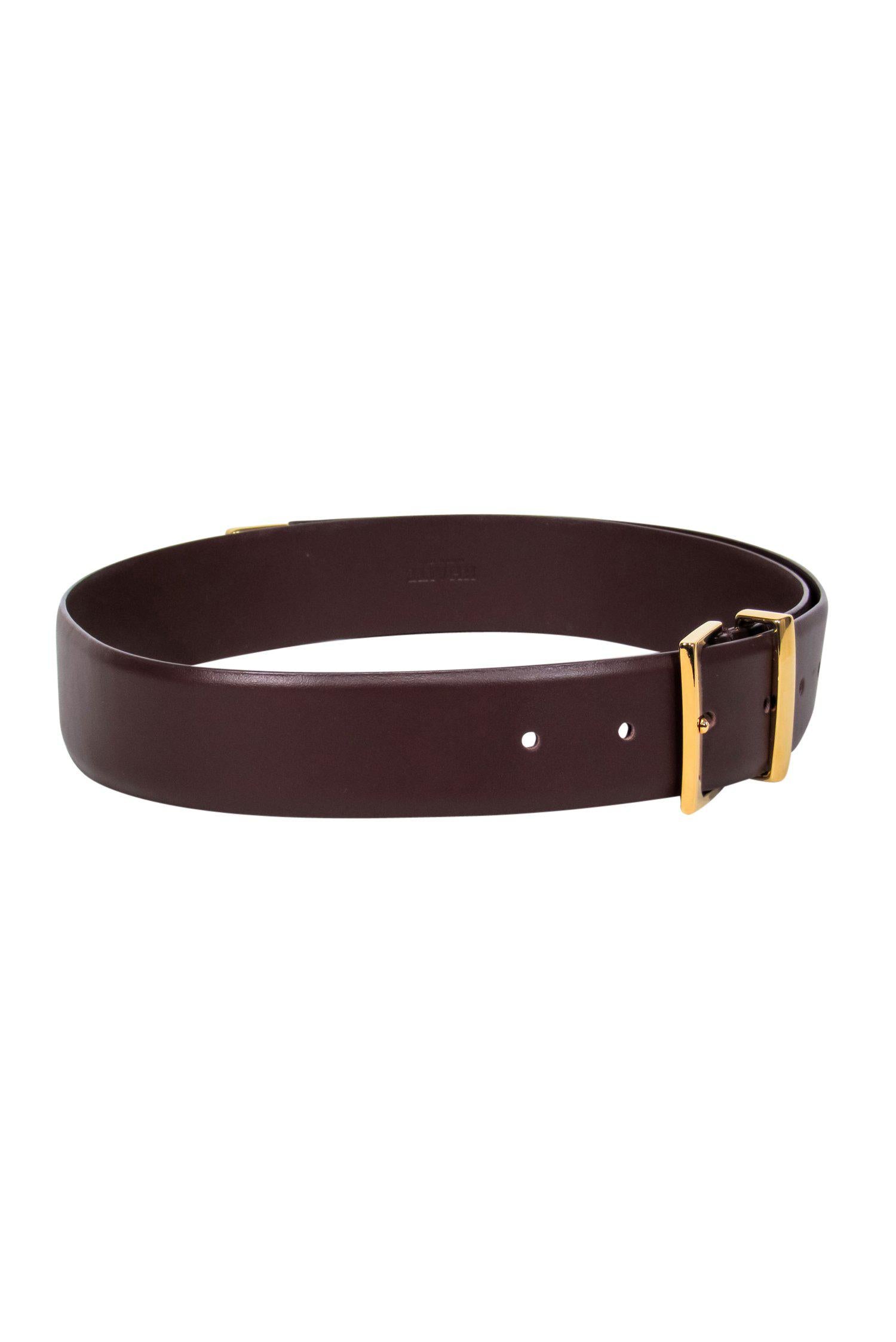 Khaite's Luxurious Brown Leather Belt with Gold Buckle