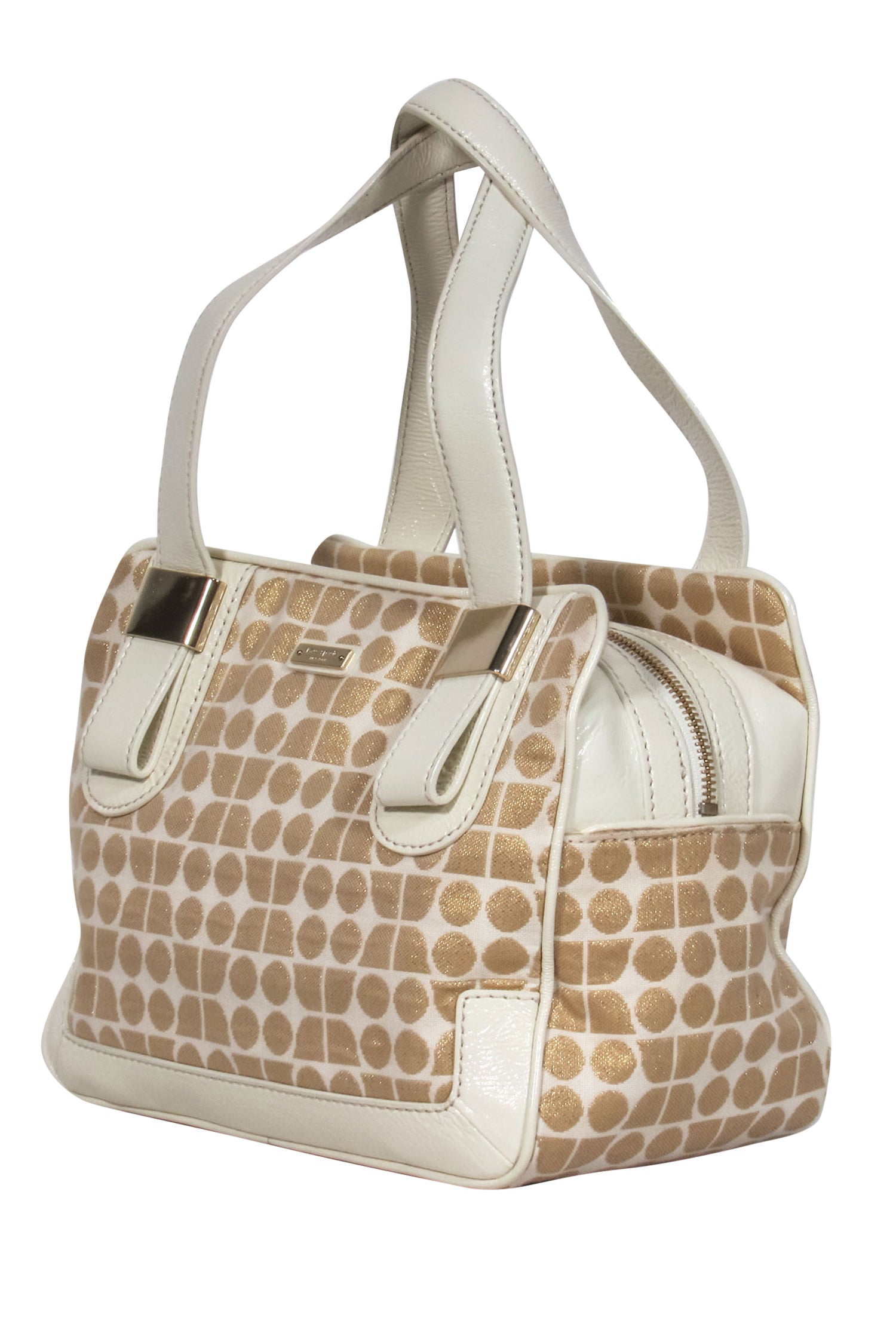 Kate Spade Cream & Gold Patterned Elegant Bowler Handbag