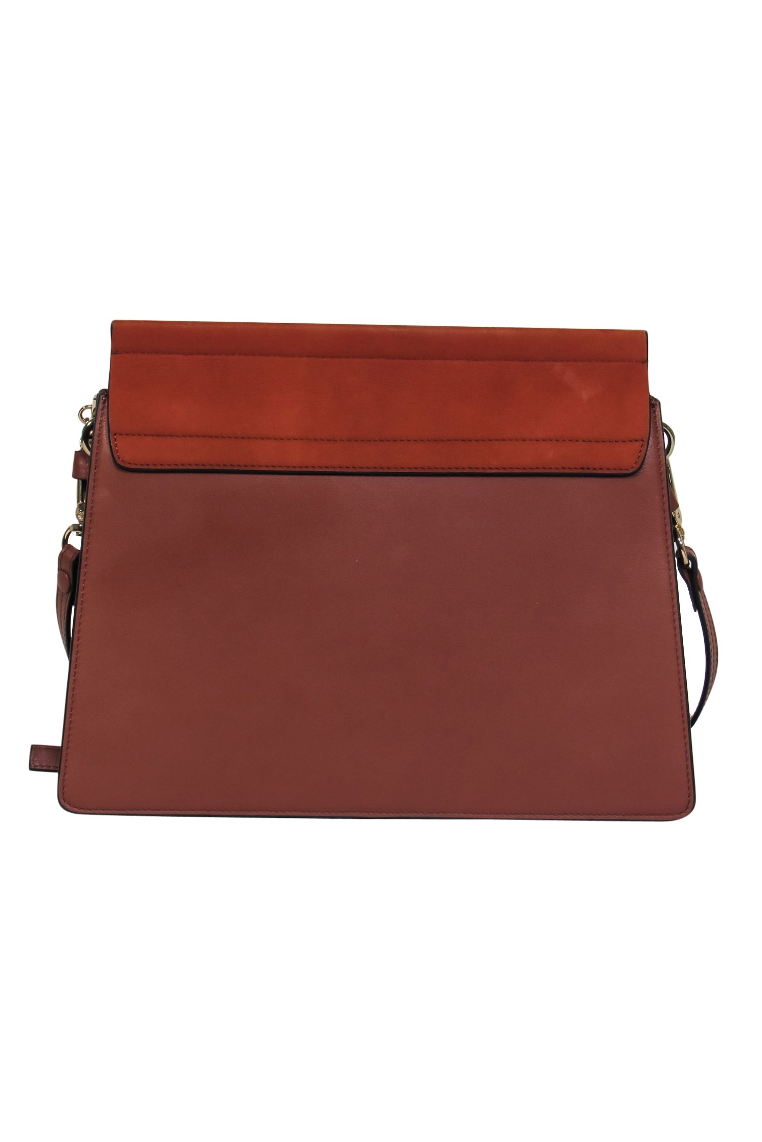 Chloe Faye Fold-Over Shoulder Bag: Brown Leather & Suede with Stunning Ring Hardware