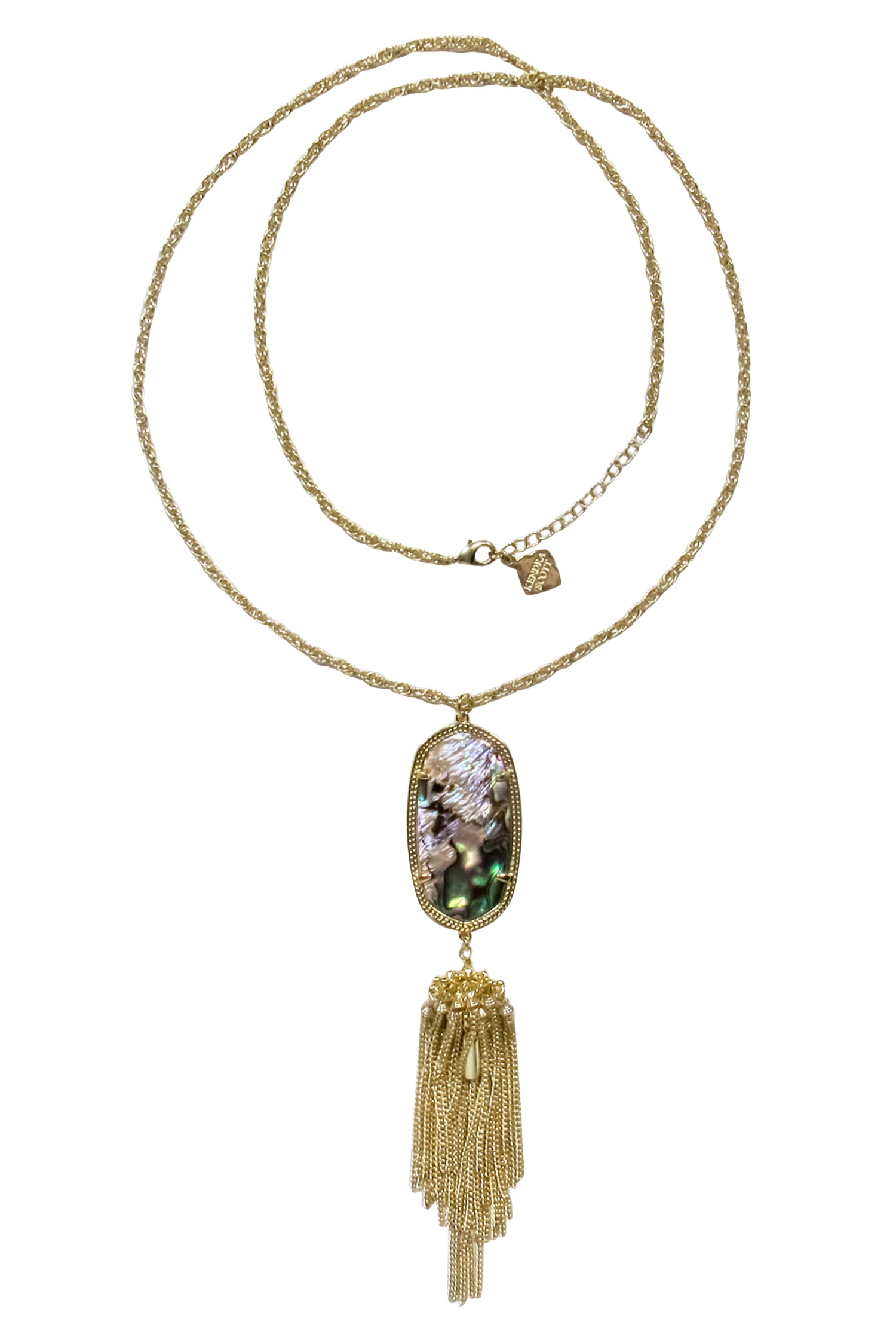 Kendra Scott - Stunning Gold Statement Necklace with Metallic Pendant & Tassel