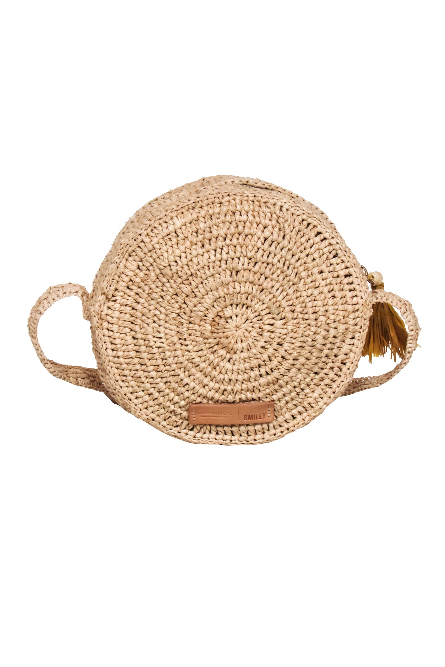 Vanessa Bruno x Smiley: Beige & Yellow Straw Smiley Face Crossbody Bag - Your Must - Have Summer Accessory
