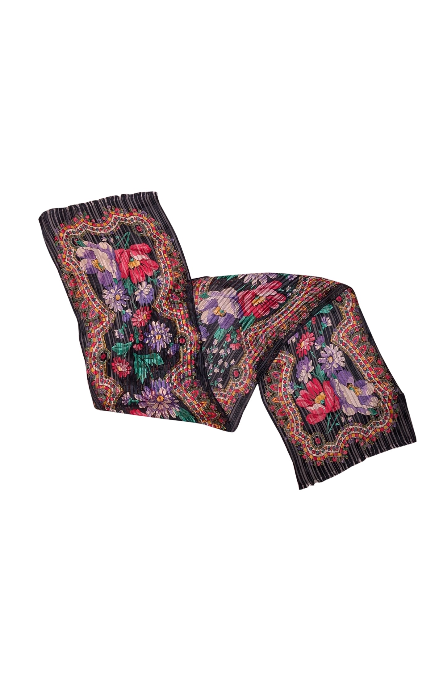 Oscar de la Renta - Stunning Navy & Multi - Color Floral Silk Scarf