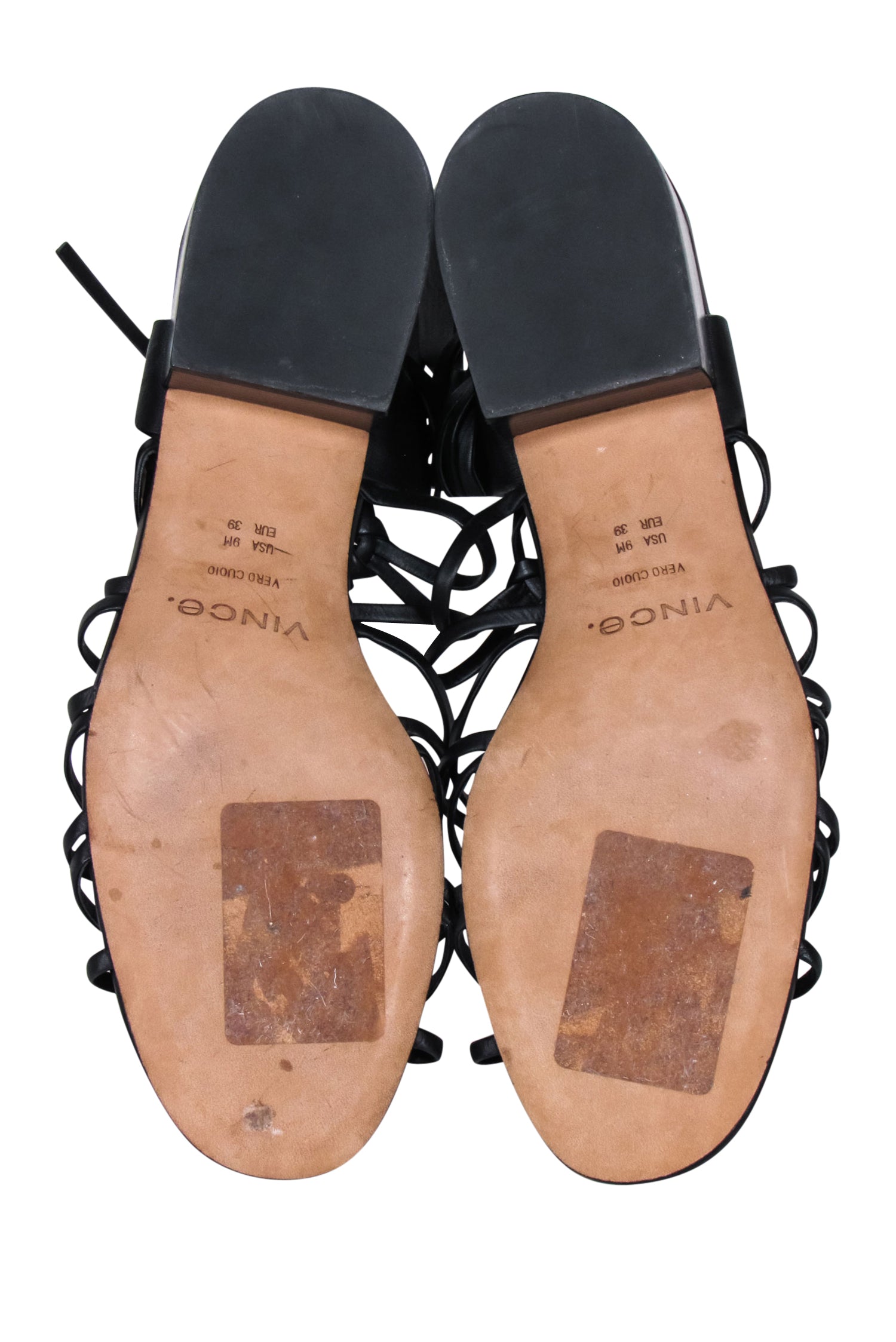 Vince's Stunning Black Leather Strappy Sandals - Size 9