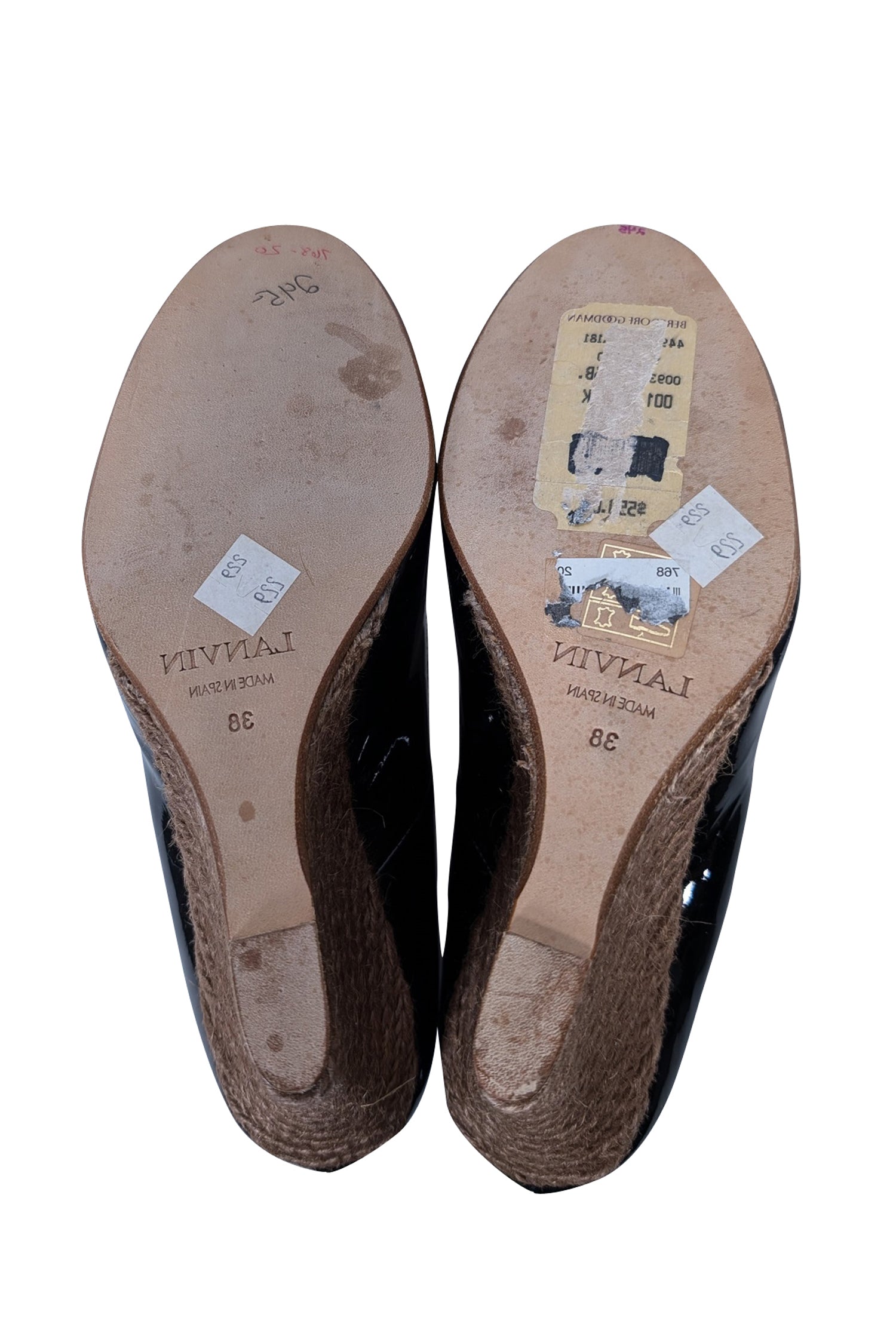 Lanvin Black Patent Leather Espadrille Wedges - Size 8: A Fall Fashion Must-Have!