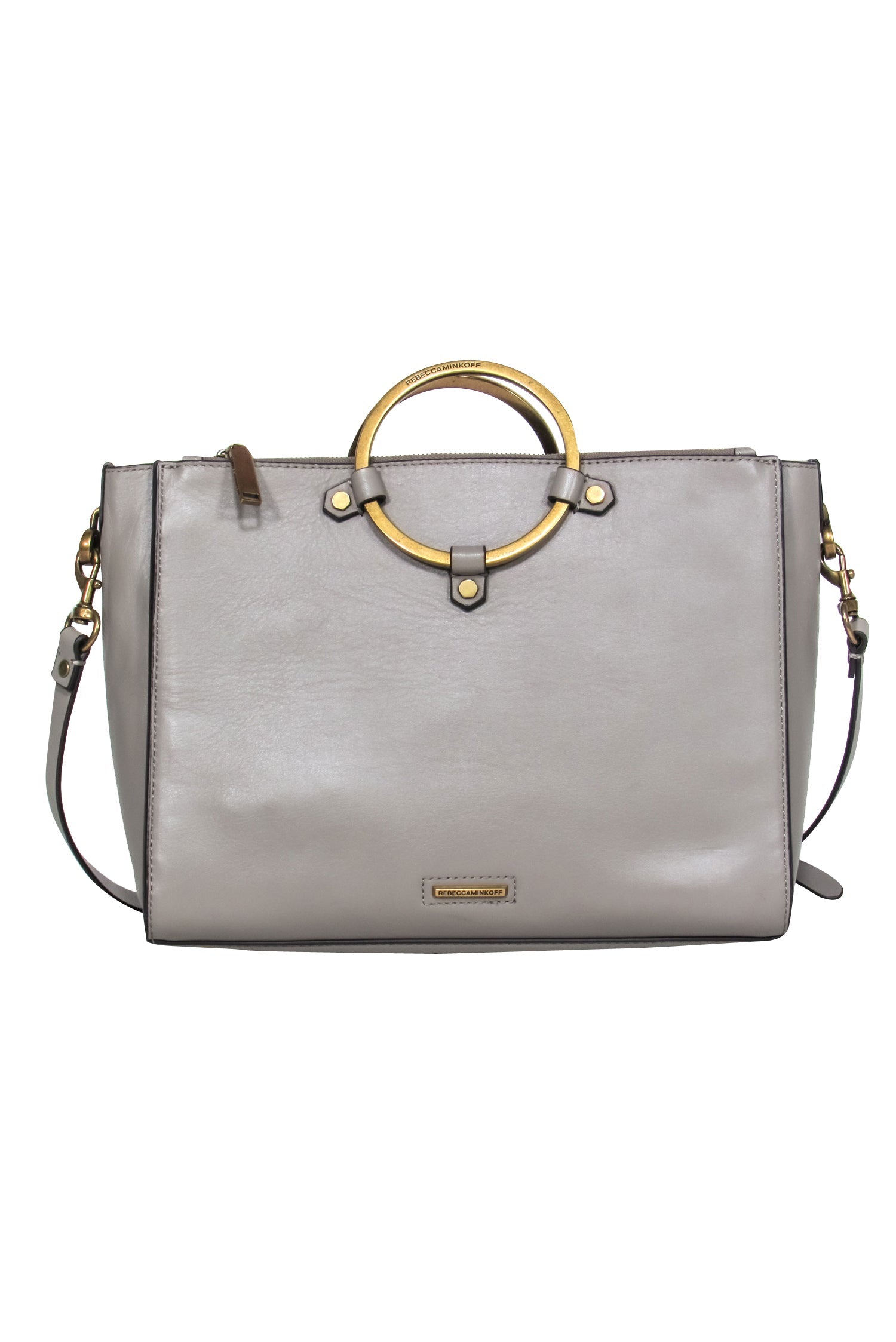 Rebecca Minkoff Grey Convertible Leather Crossbody Bag with Circle Handle