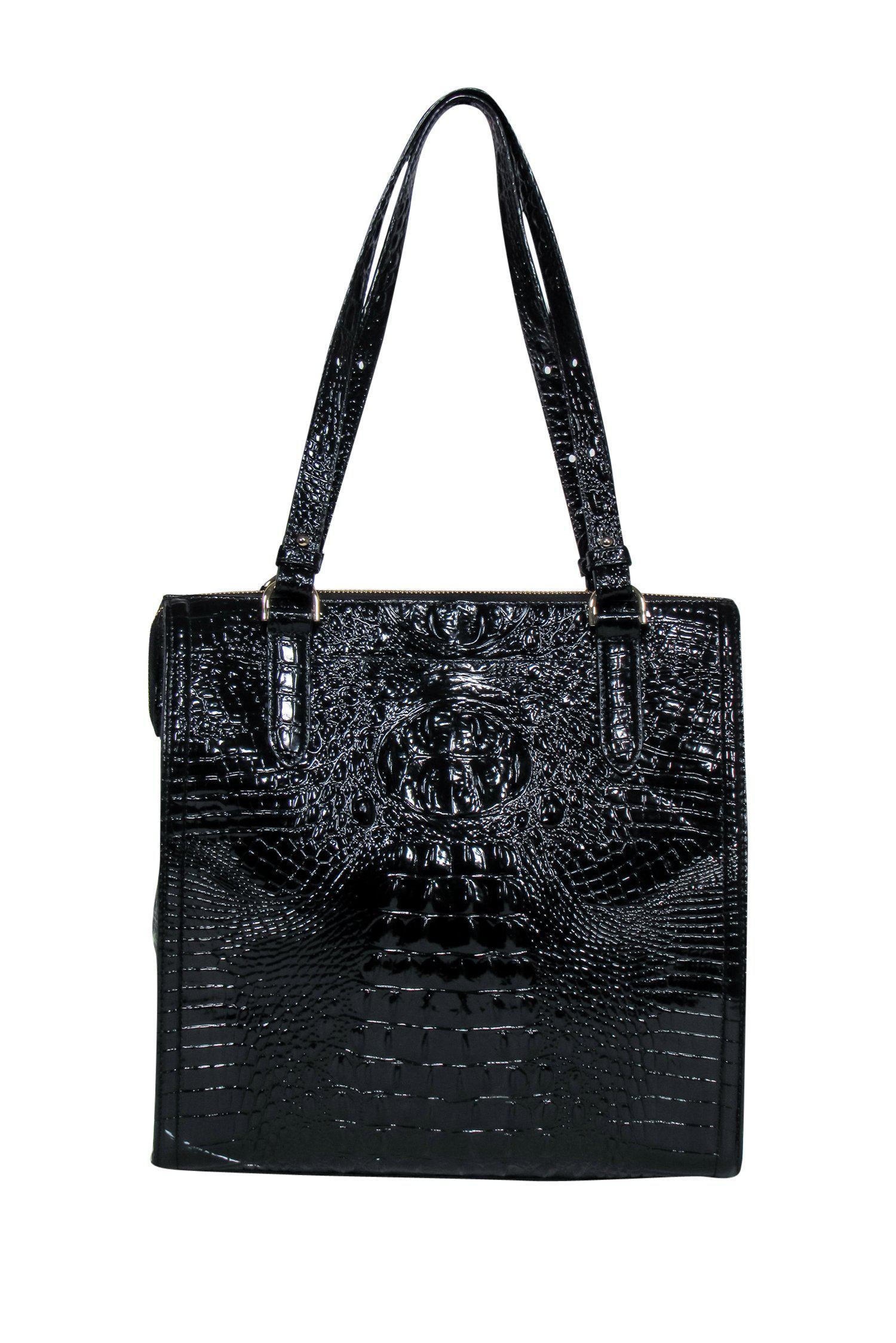 Brahmin - Exquisite Black Patent Leather Alligator Embossed Tote