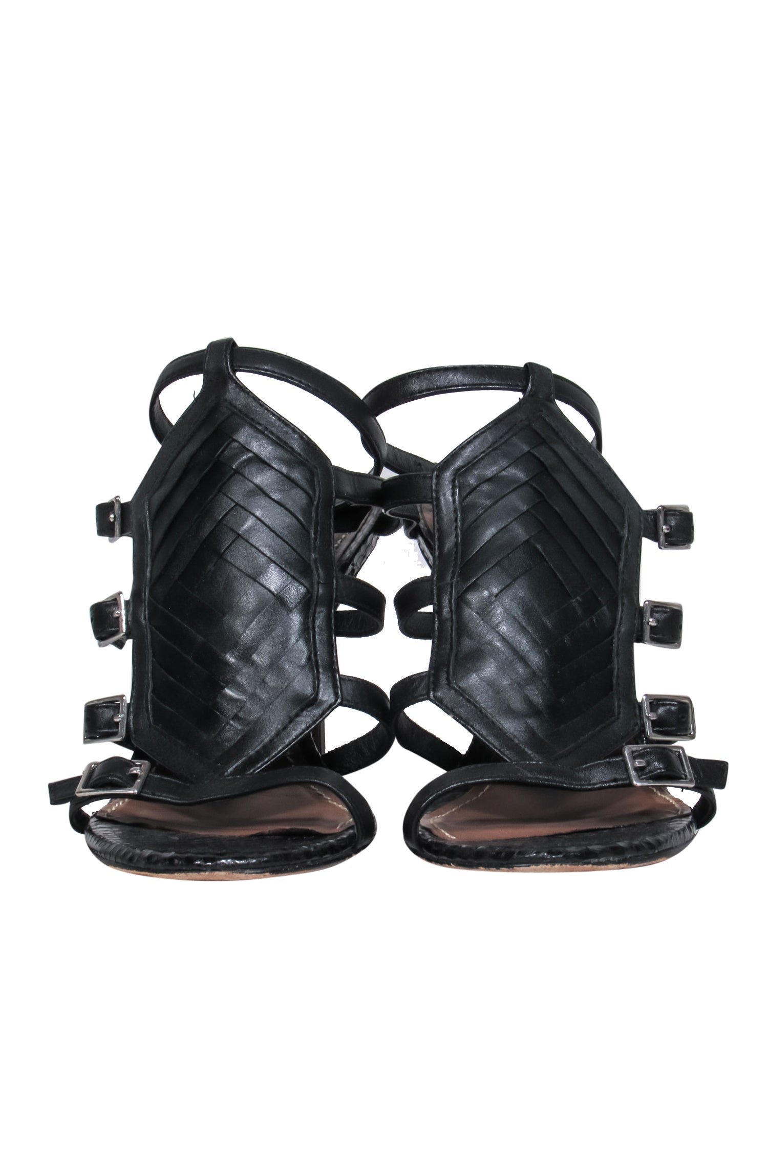 Donald J Pliner Black Woven Leather & Snakeskin Strappy Pumps - Size 7.5: A Fashion Must-Have!