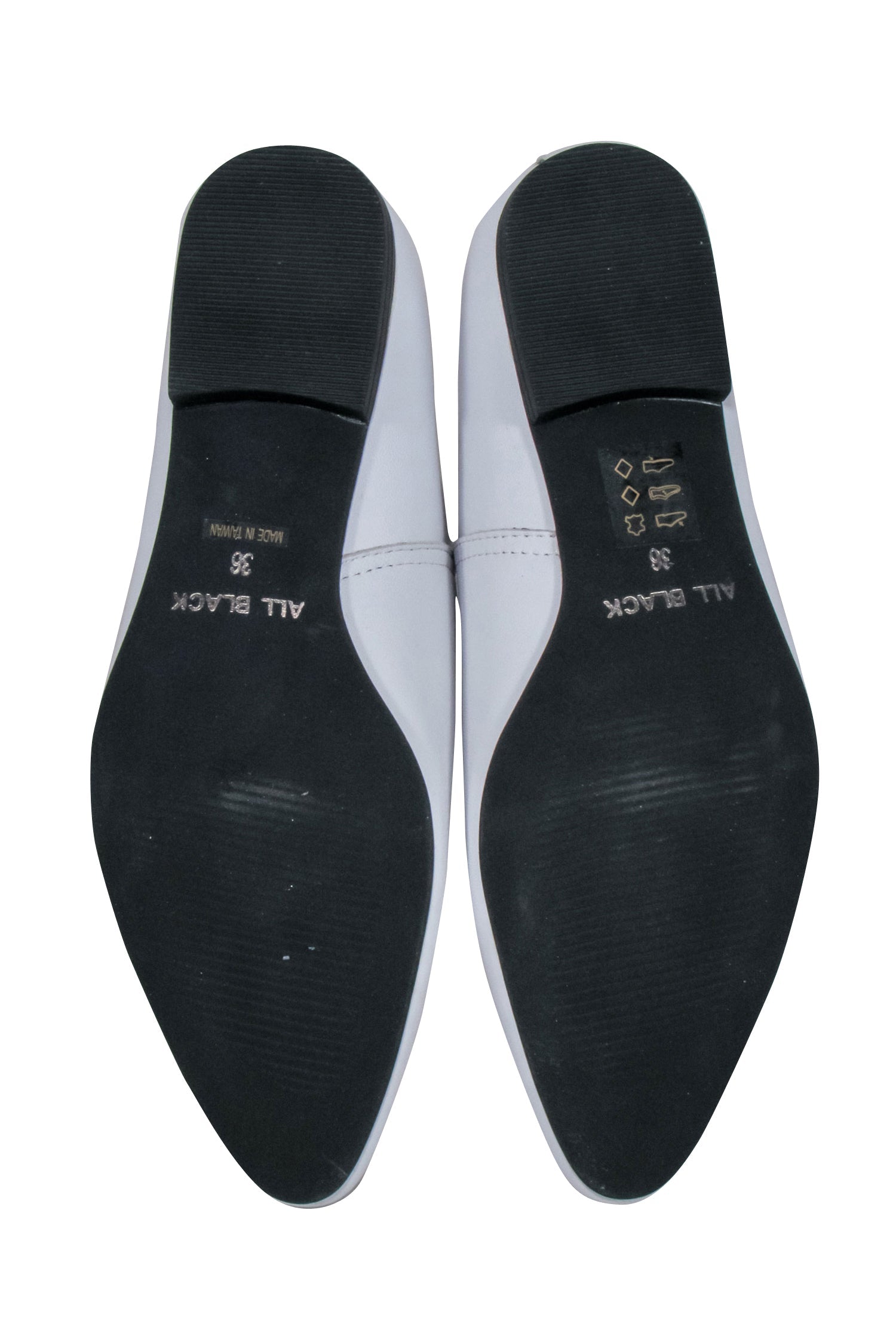 All Black's Irresistible White Leather Flats - Size 6