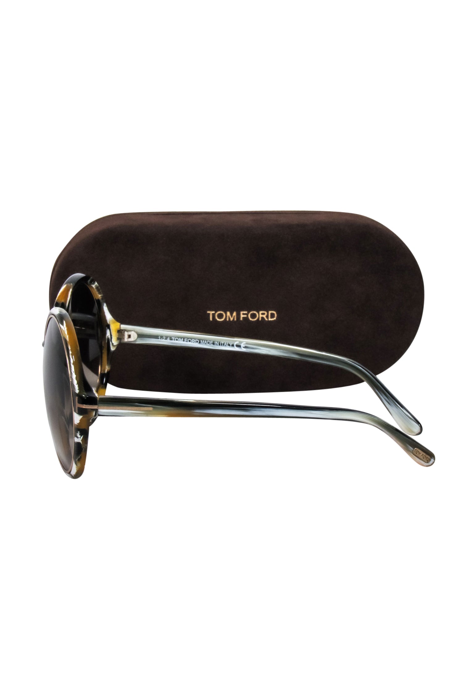 Tom Ford - Stylish Brown & White Print Large Round Sunglasses