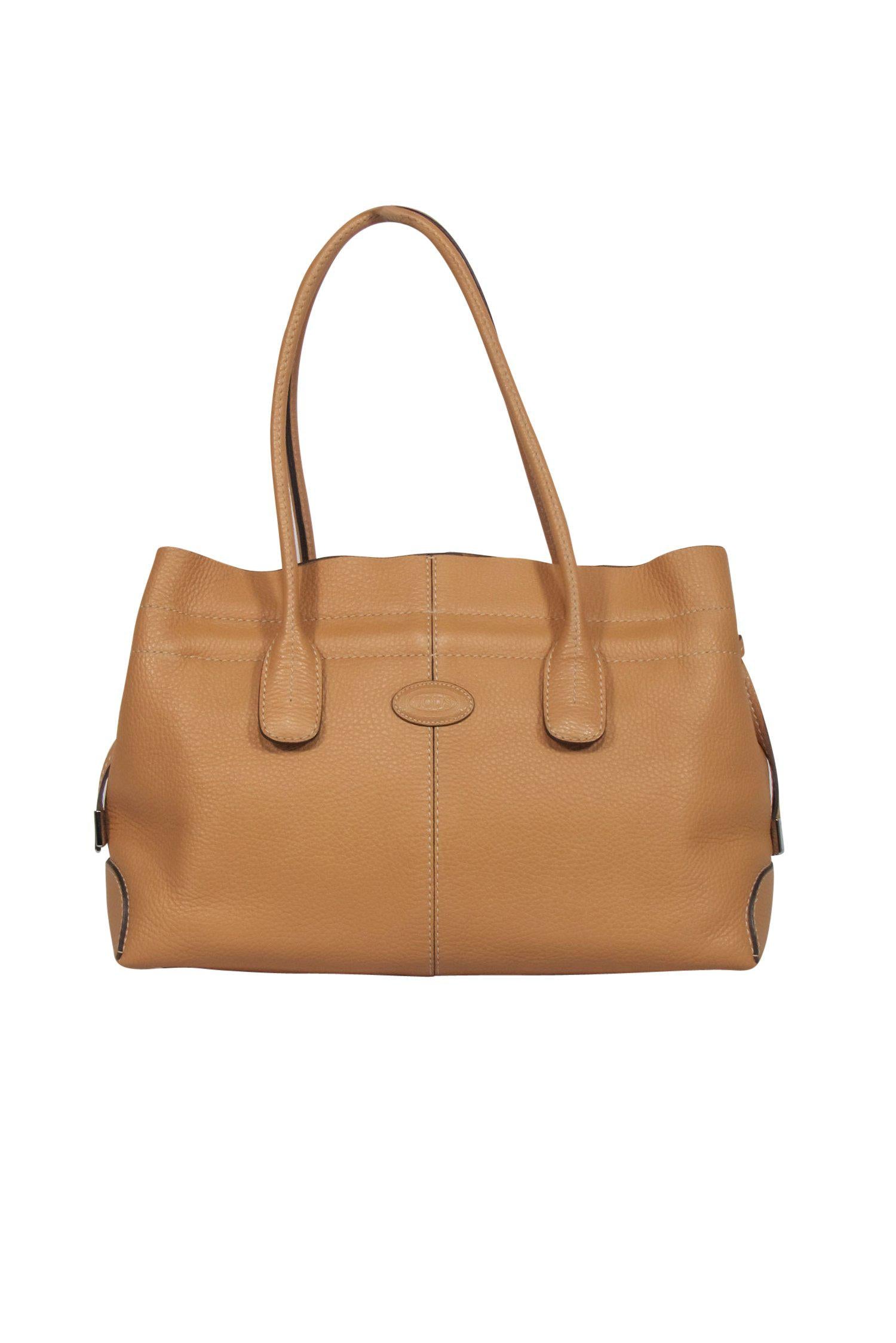 Tod's Tan Pebbled Leather Satchel Tote - A Timeless Classic