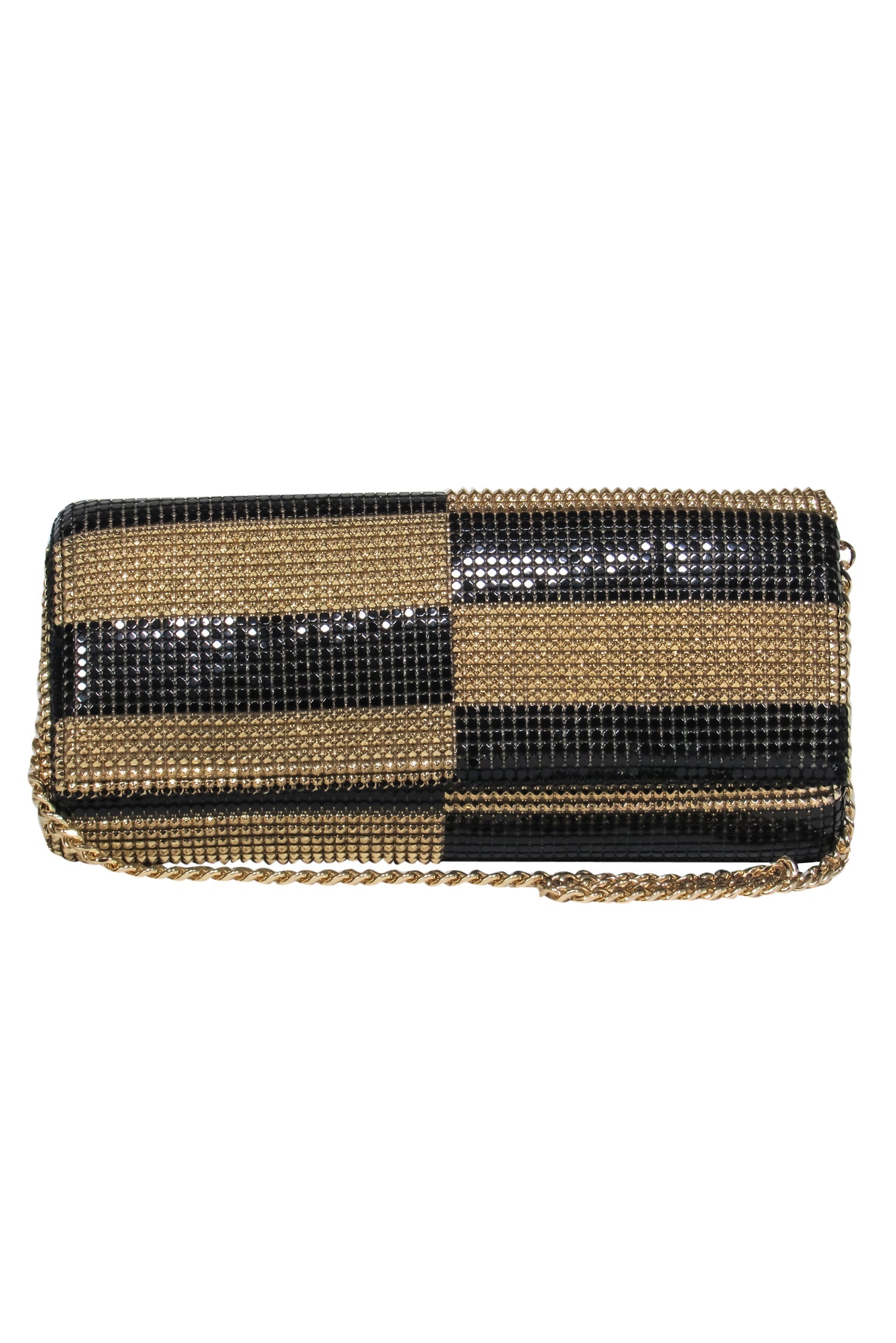 Whiting & Davis Gold and Black Checkered Chainmail Mini Purse: A Sparkling Party Essential