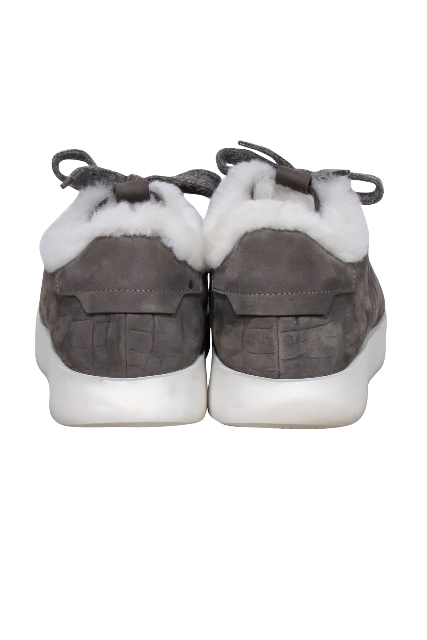 Santoni Grey Suede Shearling-Lined Sneakers - Size 8