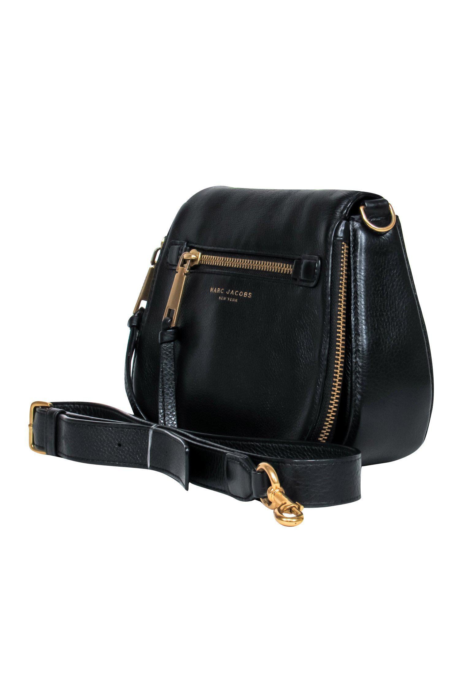 Marc Jacobs' Stunning Black Pebbled Leather Zip - Around Saddle Crossbody Bag