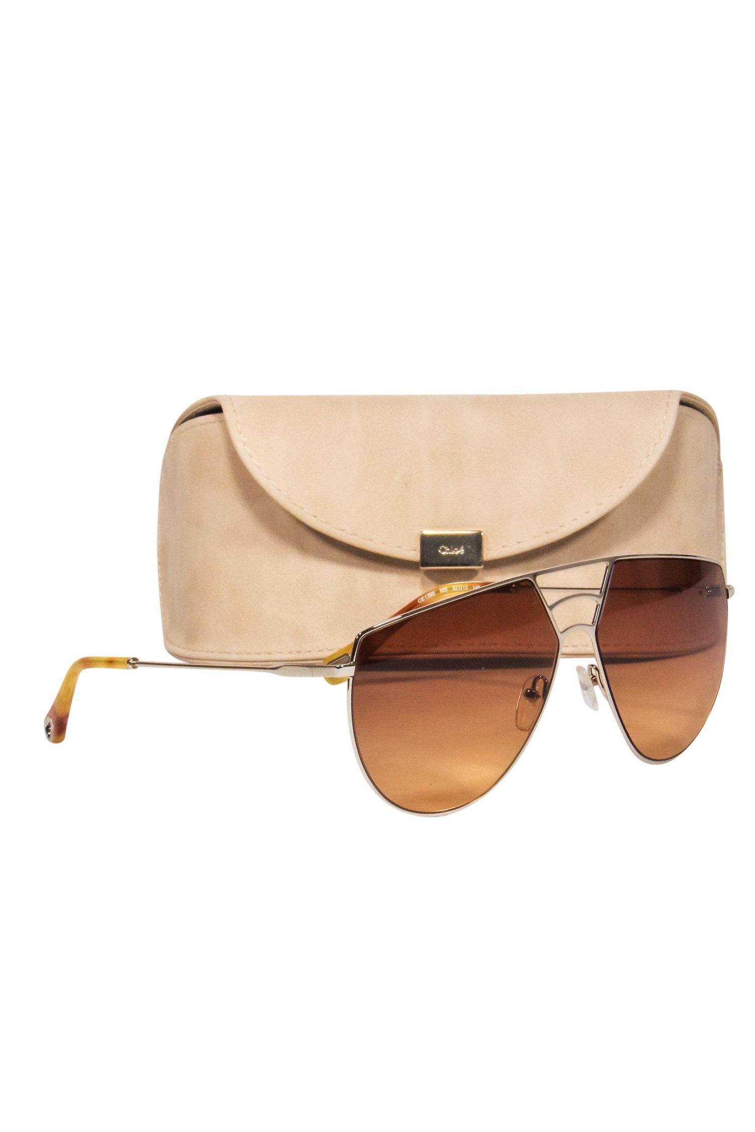Chloe Gold Shield Sunglasses with Stylish Cutouts