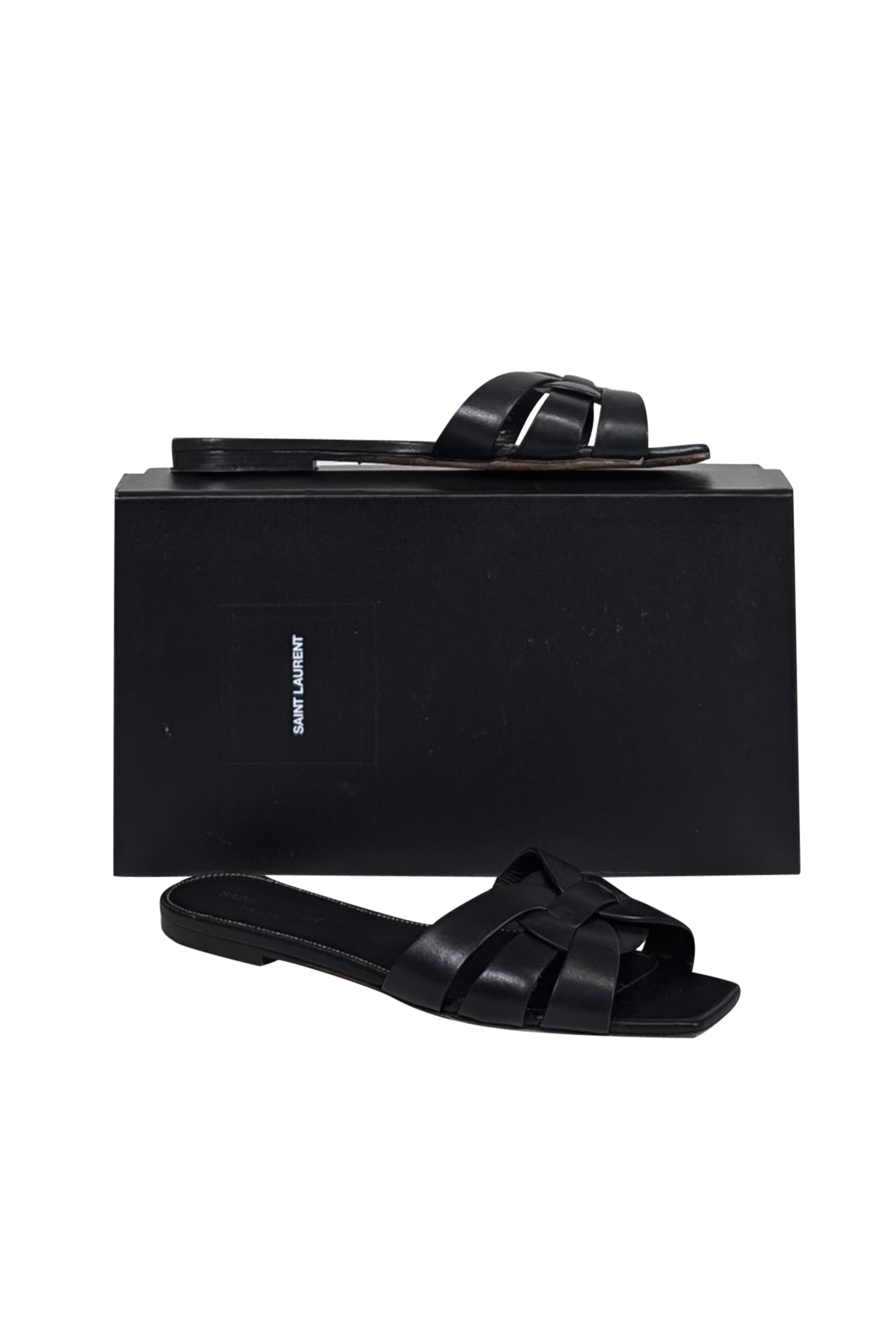 Yves Saint Laurent - Luxury Black Leather Slide Sandals in Size 9