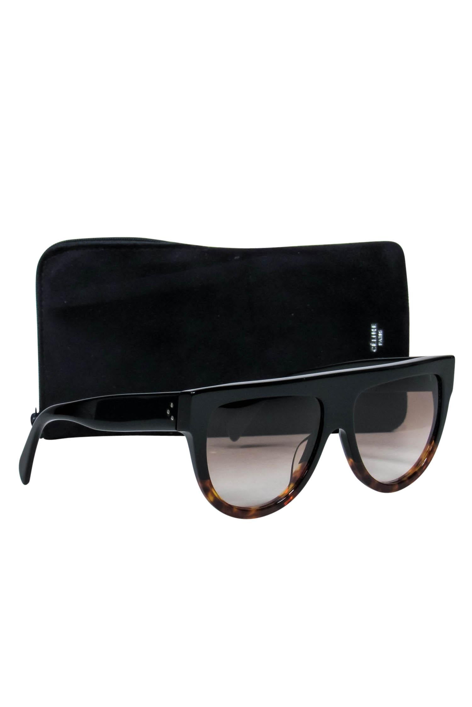 Celine's Stunning Black & Brown Gradient Shield Sunglasses