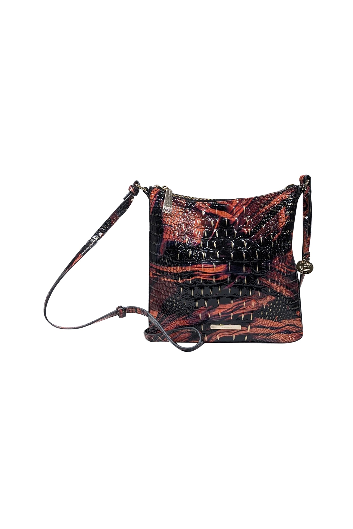 Brahmin's Stunning Orange & Black Croc Embossed Crossbody Bag