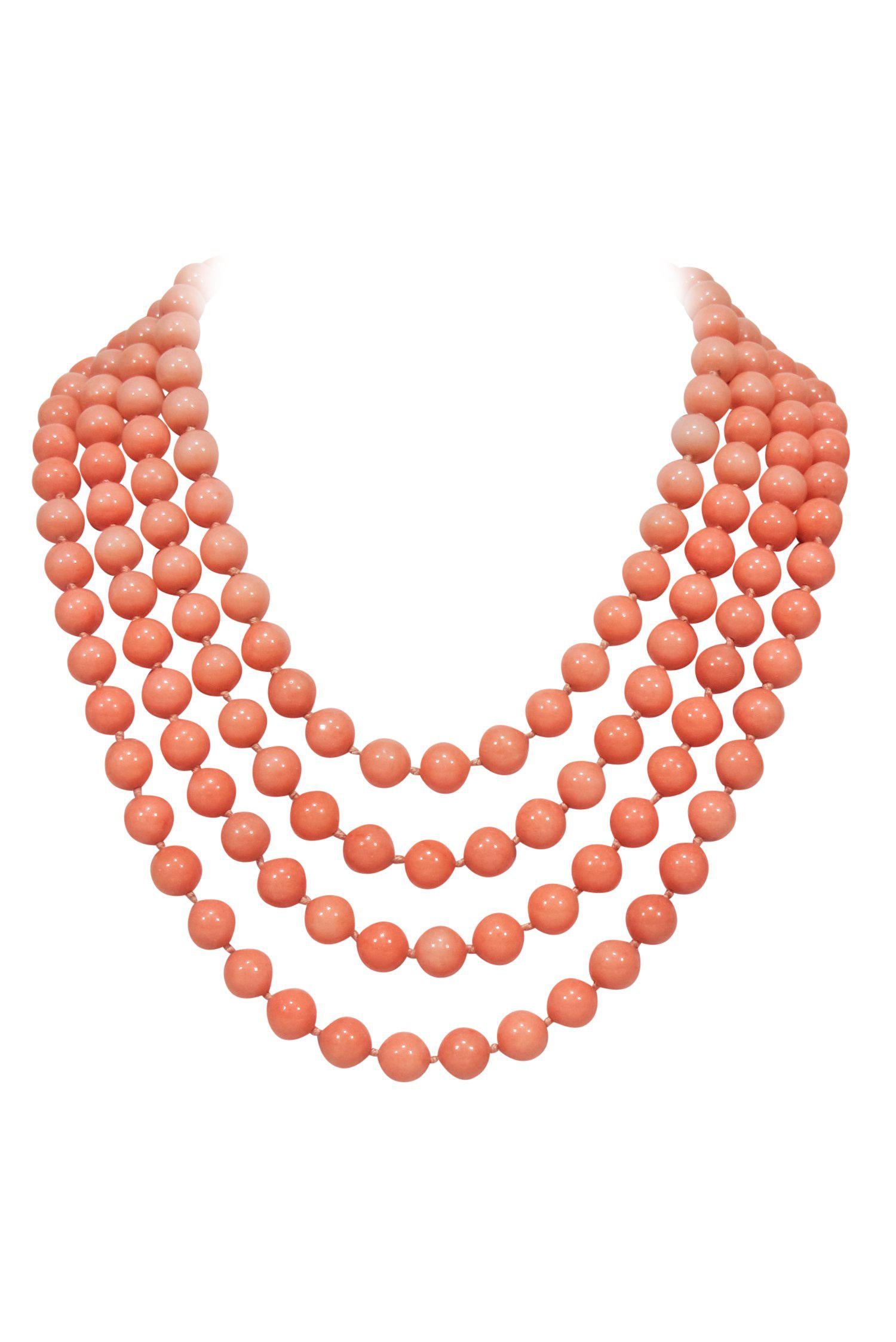 Jose & Maria Barrera - Stunning Coral Beaded Multi-Strand Necklace