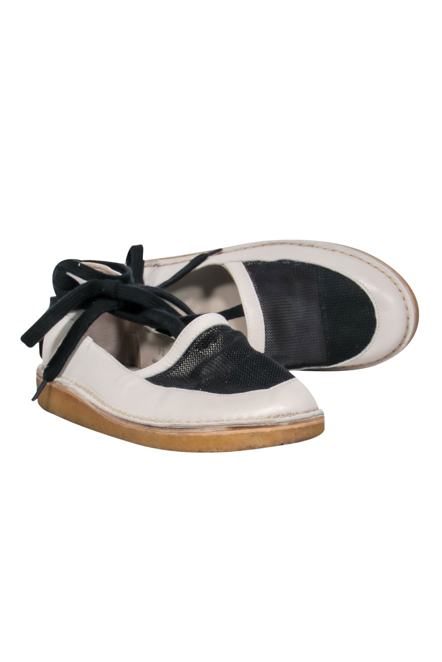 Rachel Comey Cream & Black Mesh Wrap Espadrilles - Size 8