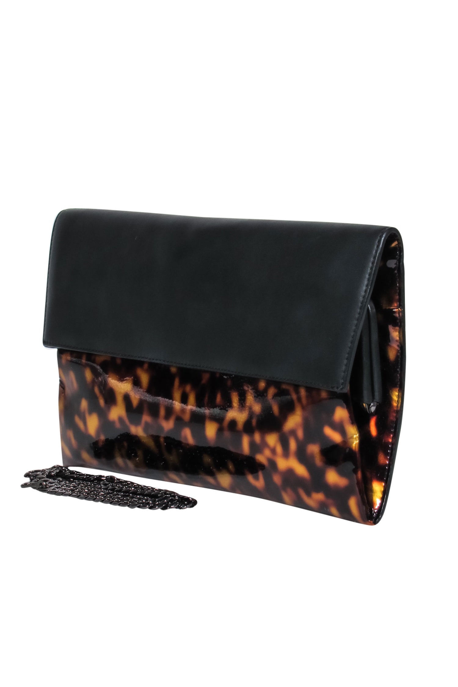Pour La Victoire - Stylish Leather & Tortoise Shell Print Envelope Shoulder Purse