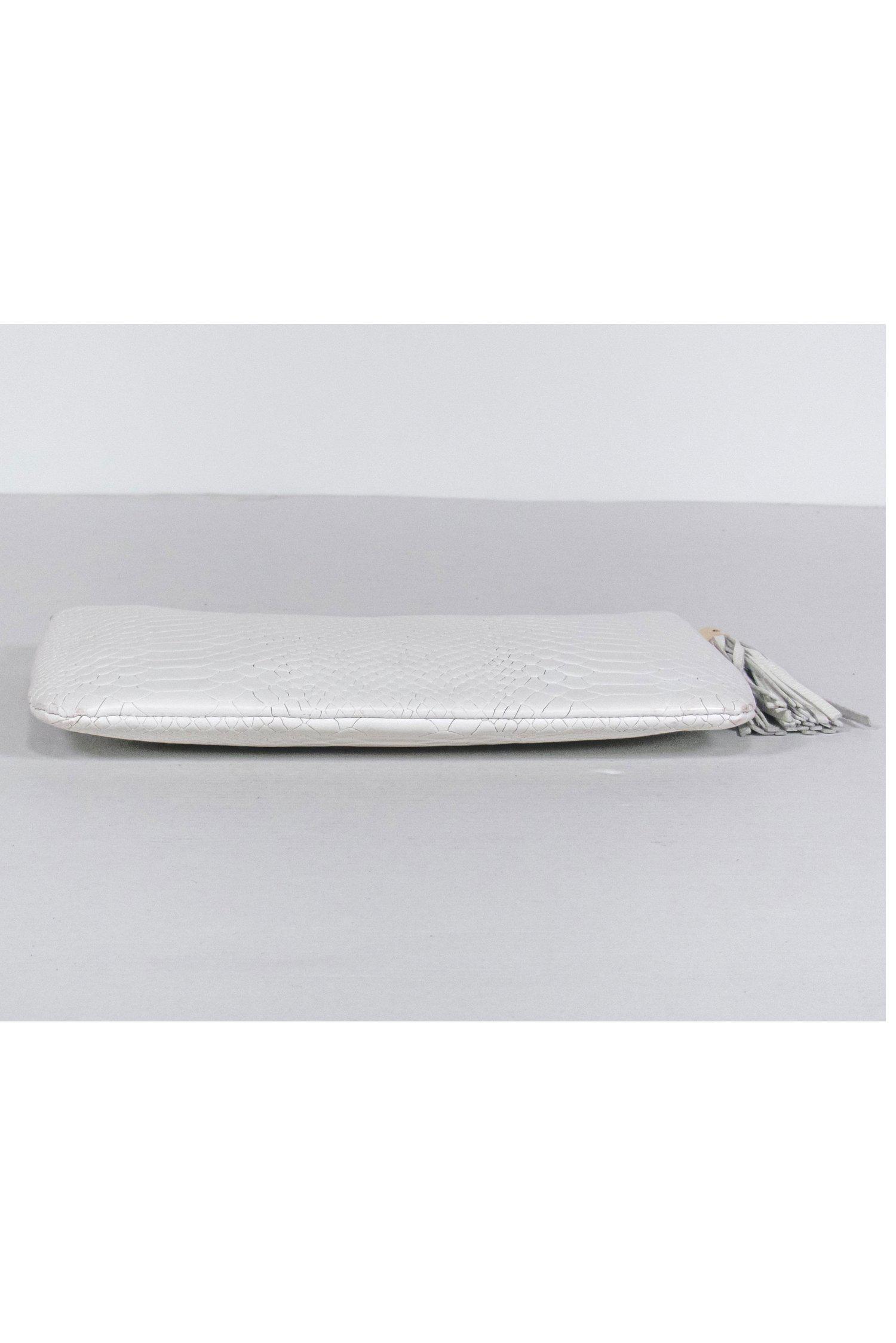 Gigi New York - Stunning White Snakeskin Embossed Clutch