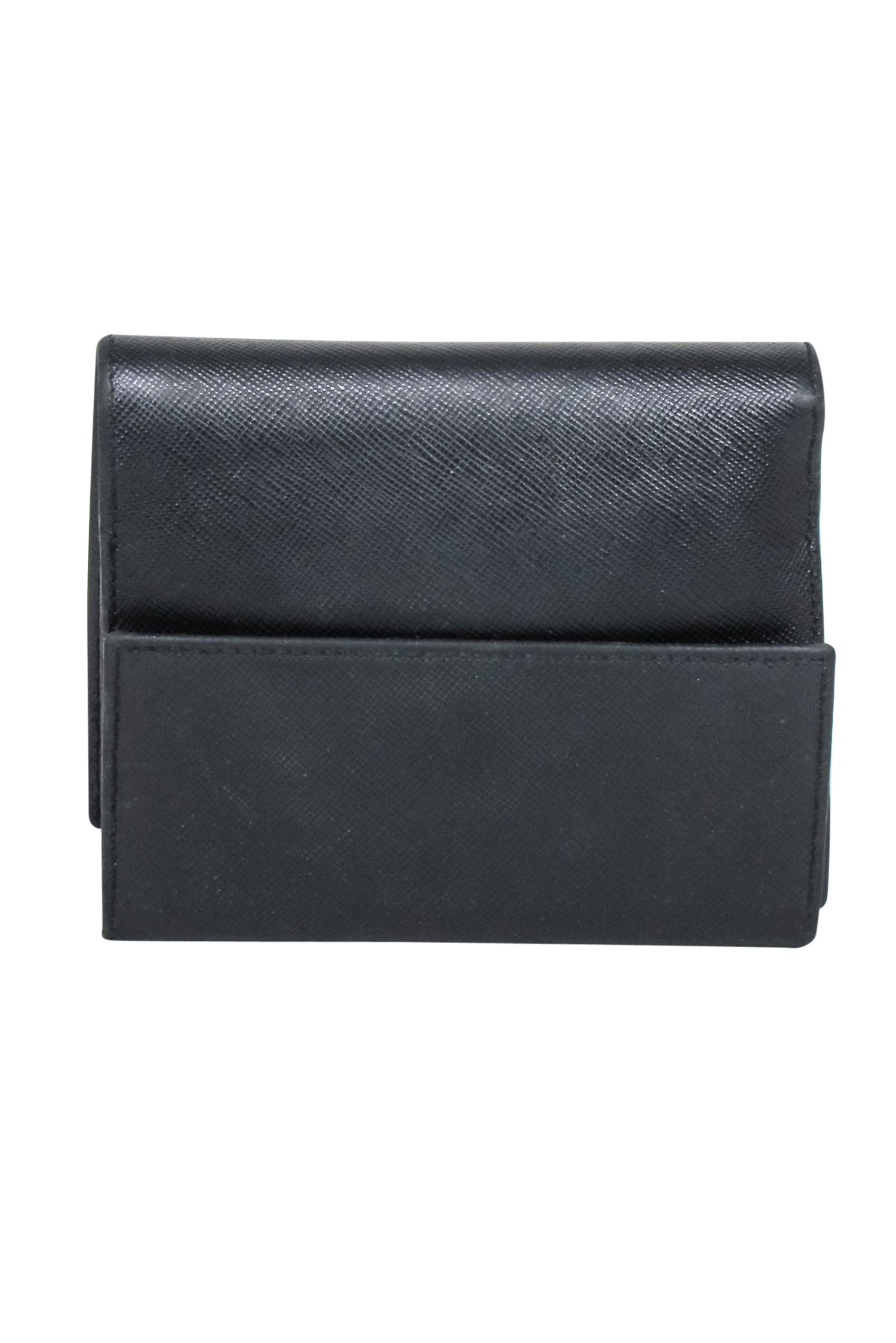 Ferragamo's Stunning Black Saffiano Leather Wallet with Gold Closure