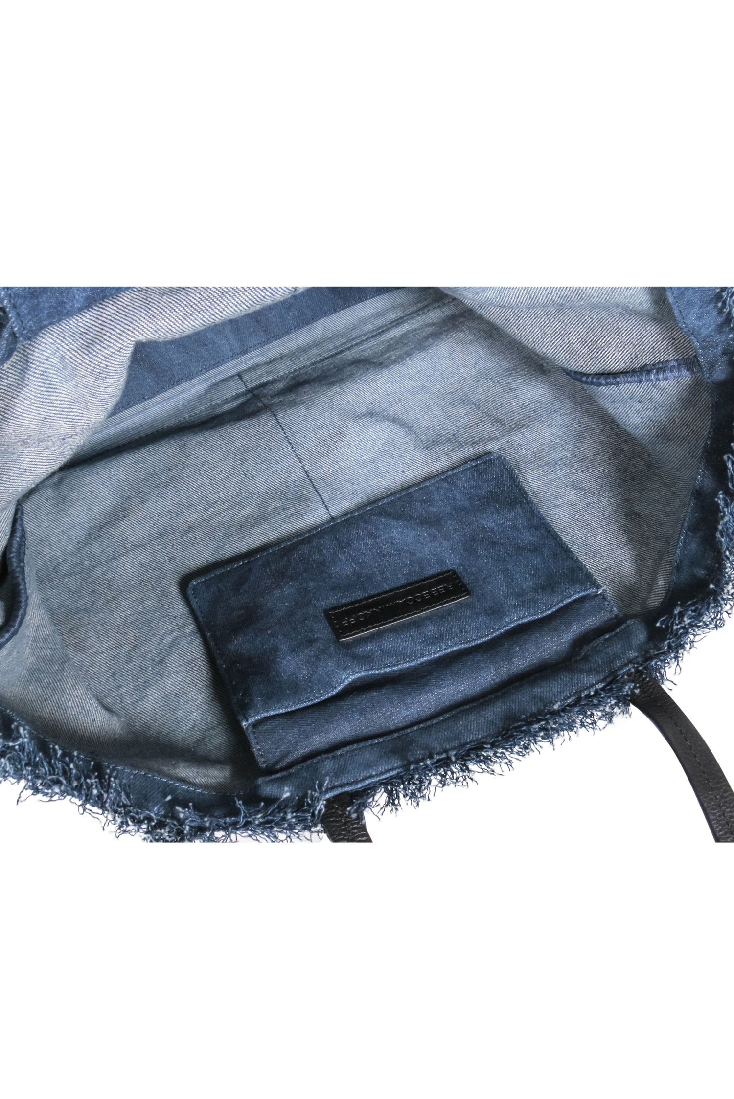 Rebecca Minkoff - Stunning Dark Wash Frayed Denim Tote with Leather Trim