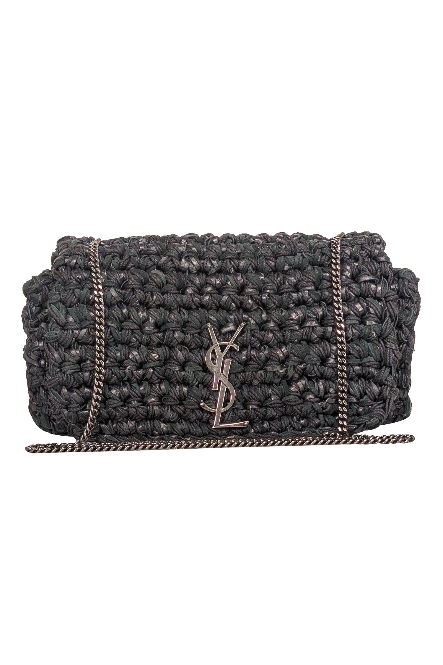 Yves Saint Laurent's Stunning Black Raffia Medium Kate Crossbody Bag