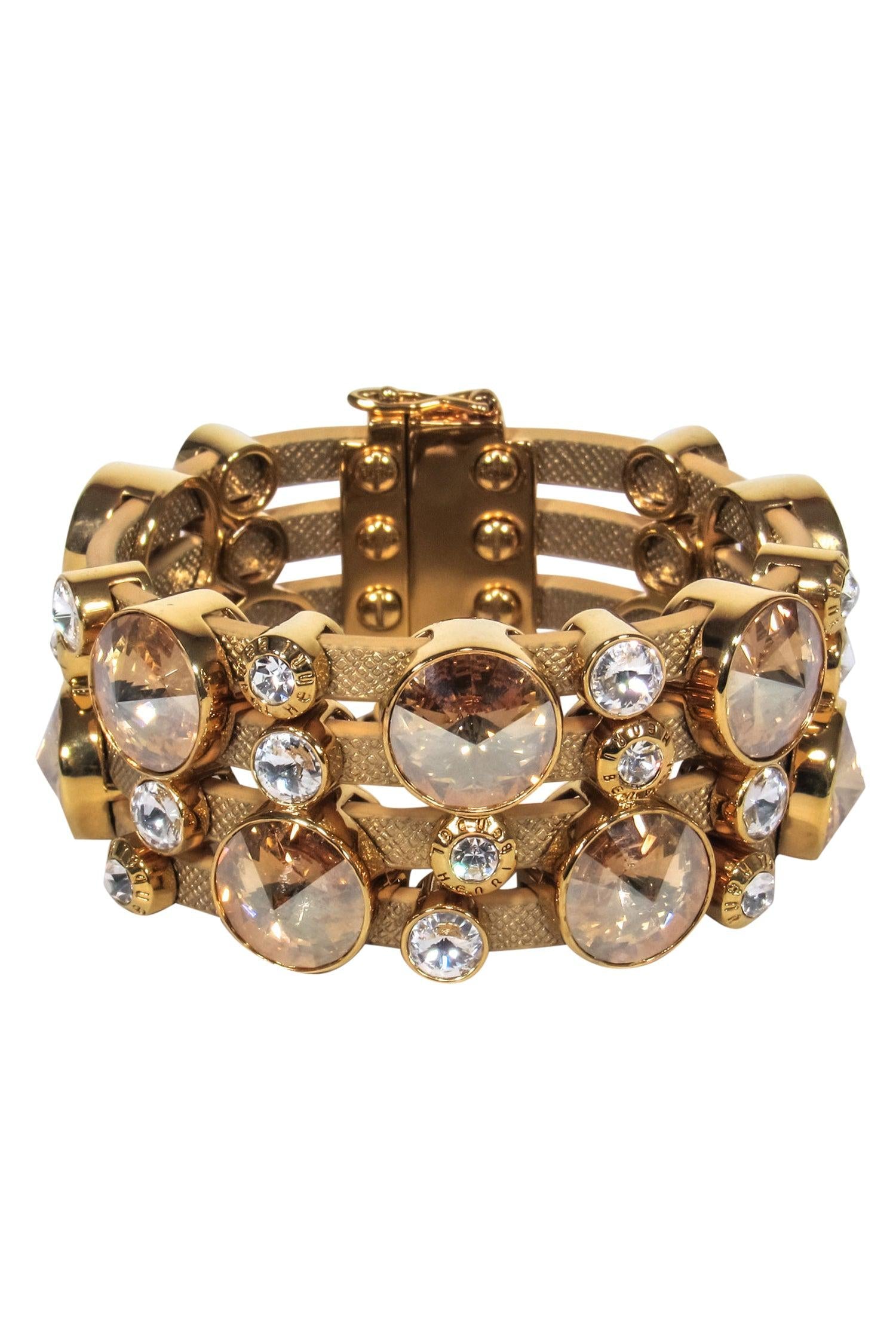 Henri Bendel's Glittering Gold Bubble Rhinestone Cuff Bracelet