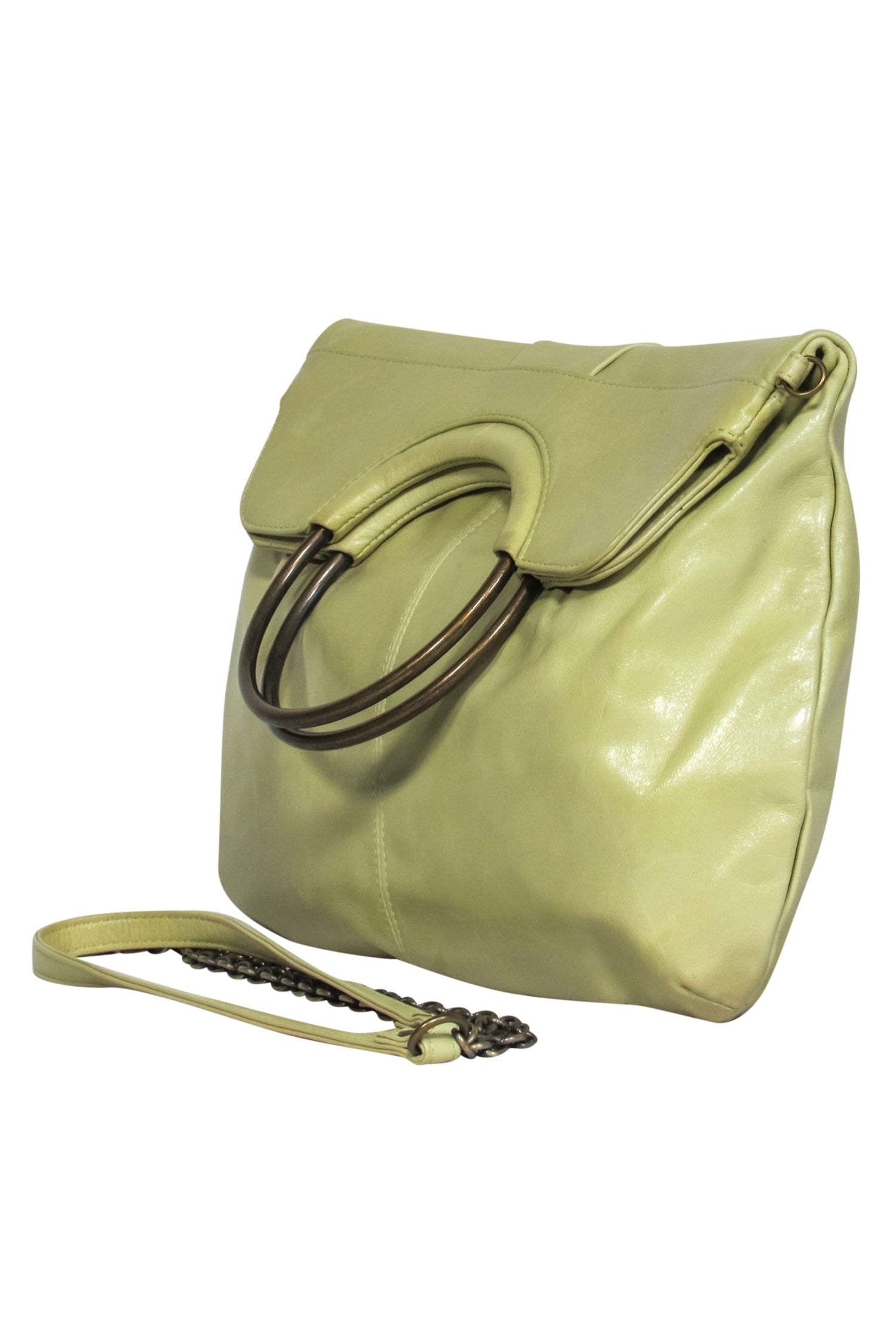 Hobo International - Charming Pale Green Convertible Leather Crossbody Bag with Ring Handles